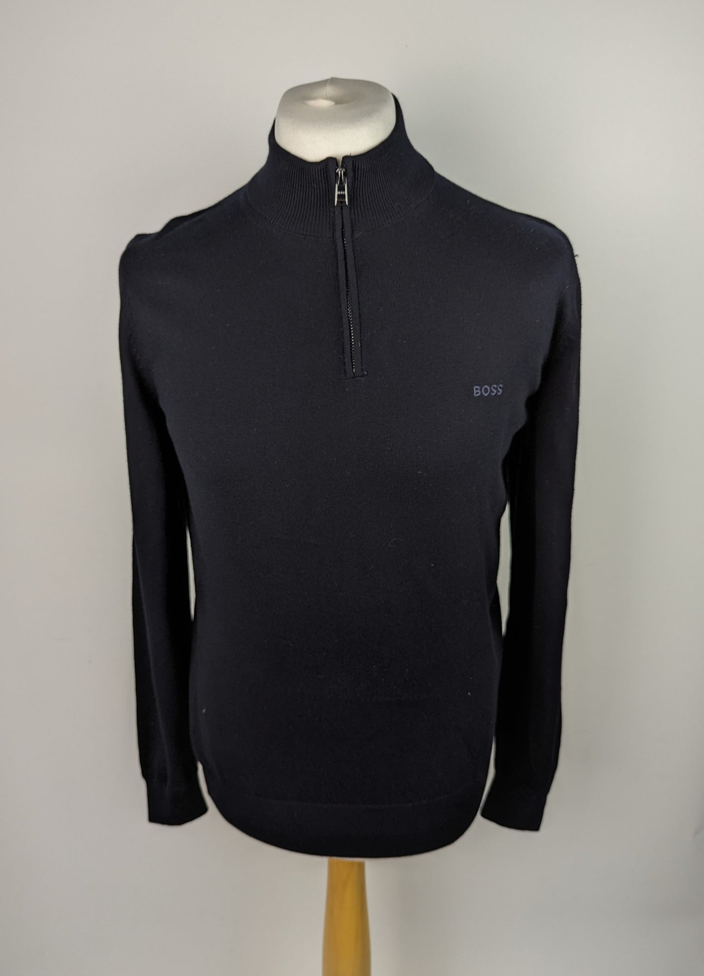 BOSS Mens Padro Quarter Zip Sweater - Dark Blue