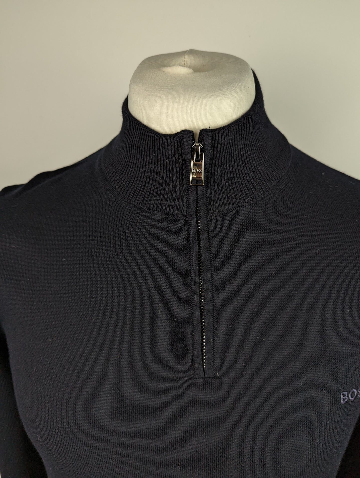 BOSS Mens Padro Quarter Zip Sweater - Dark Blue