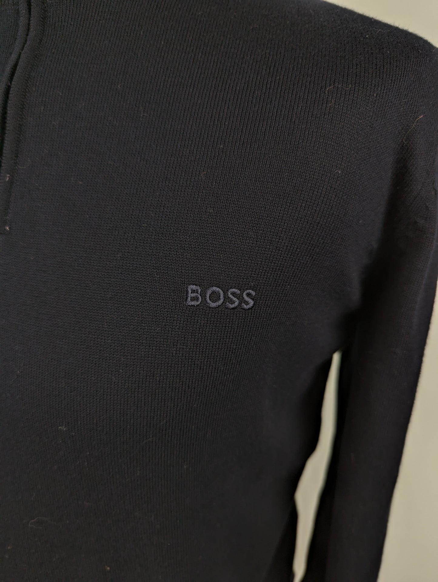 BOSS Mens Padro Quarter Zip Sweater - Dark Blue