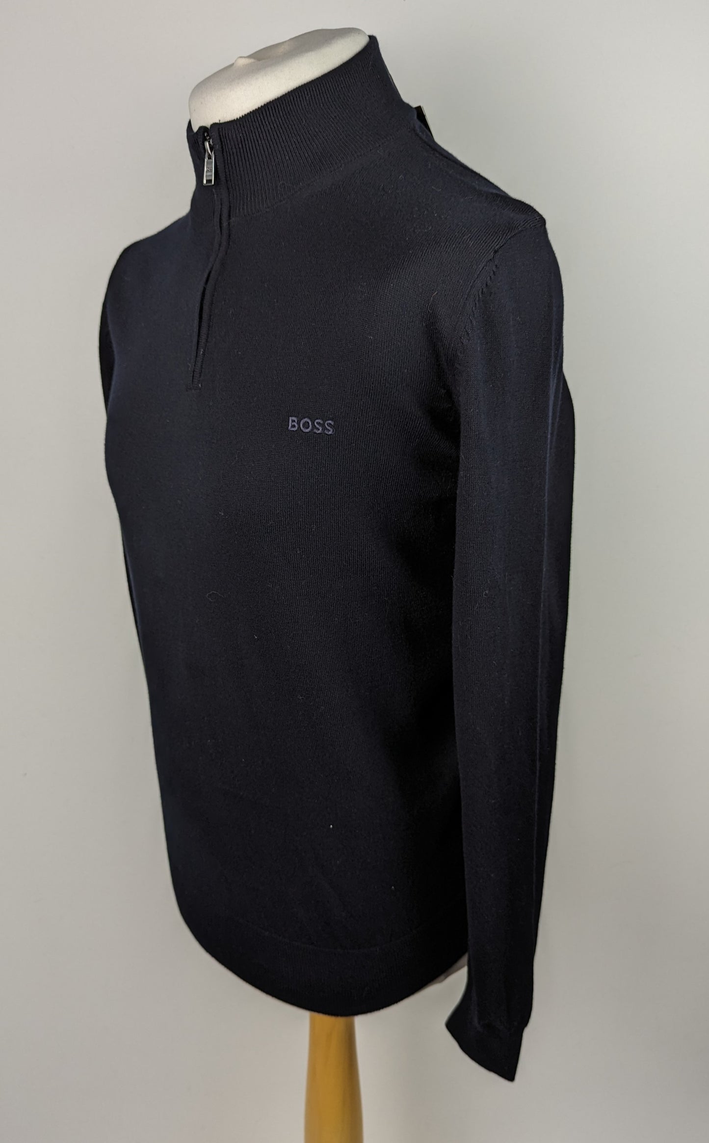 BOSS Mens Padro Quarter Zip Sweater - Dark Blue