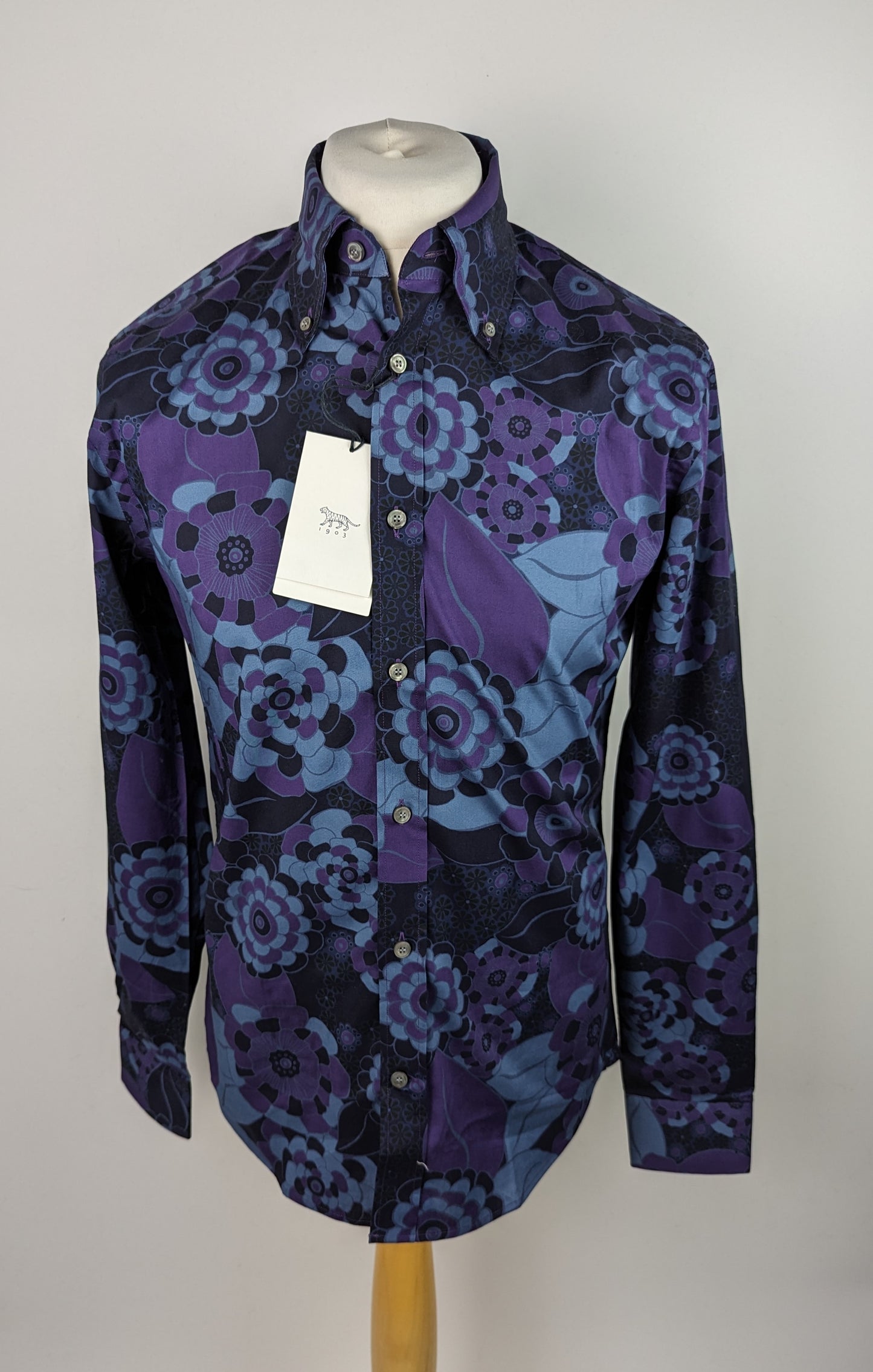 TIGER OF SWEDEN Mens Floral Print Shirt - Blue / Purple