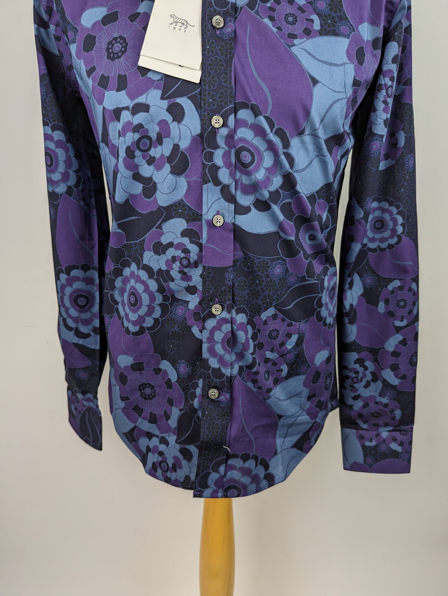 TIGER OF SWEDEN Mens Floral Print Shirt - Blue / Purple