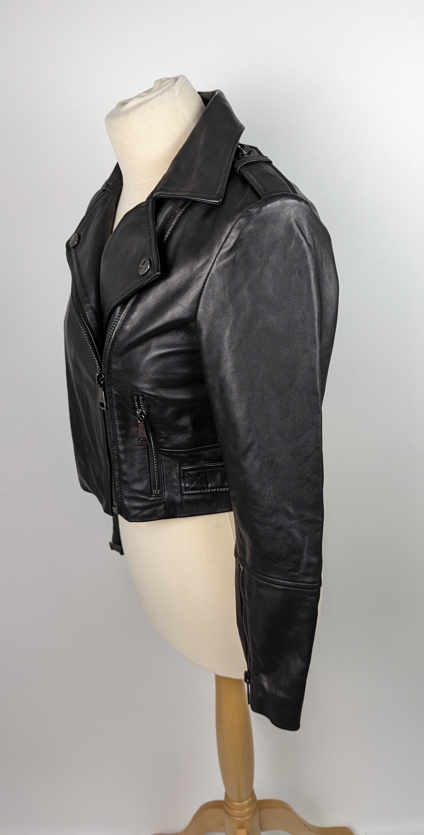 TED BAKER Womens SSalli Leather Biker Jacket - Black