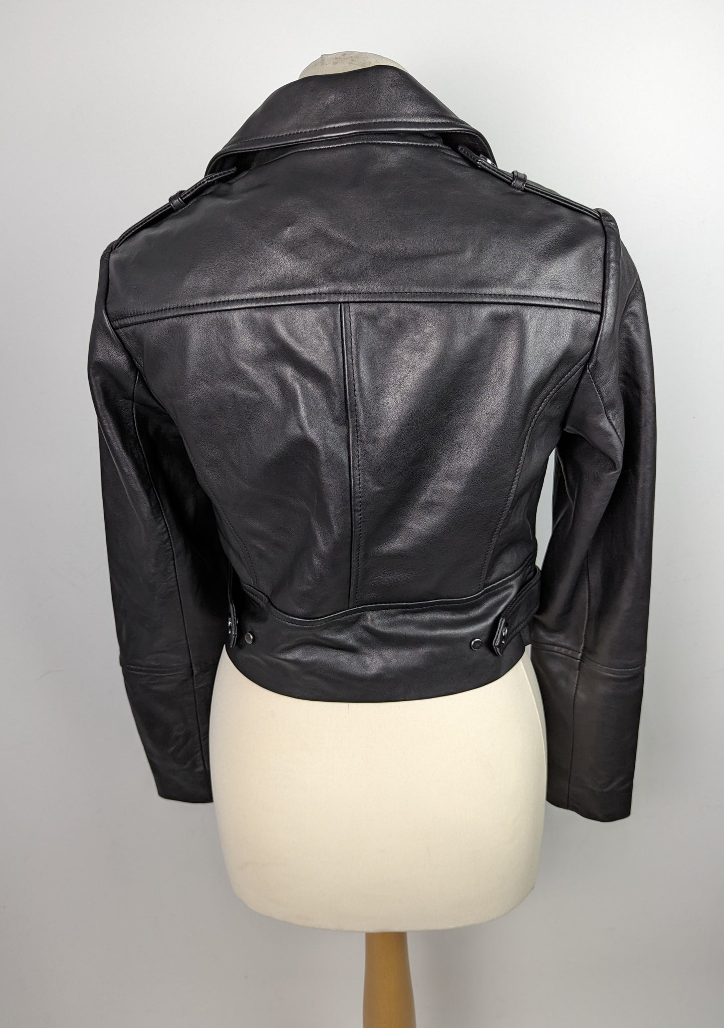 TED BAKER Womens SSalli Leather Biker Jacket - Black