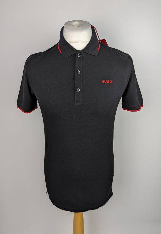 HUGO Mens Dinoso Polo Shirt - Black/Red