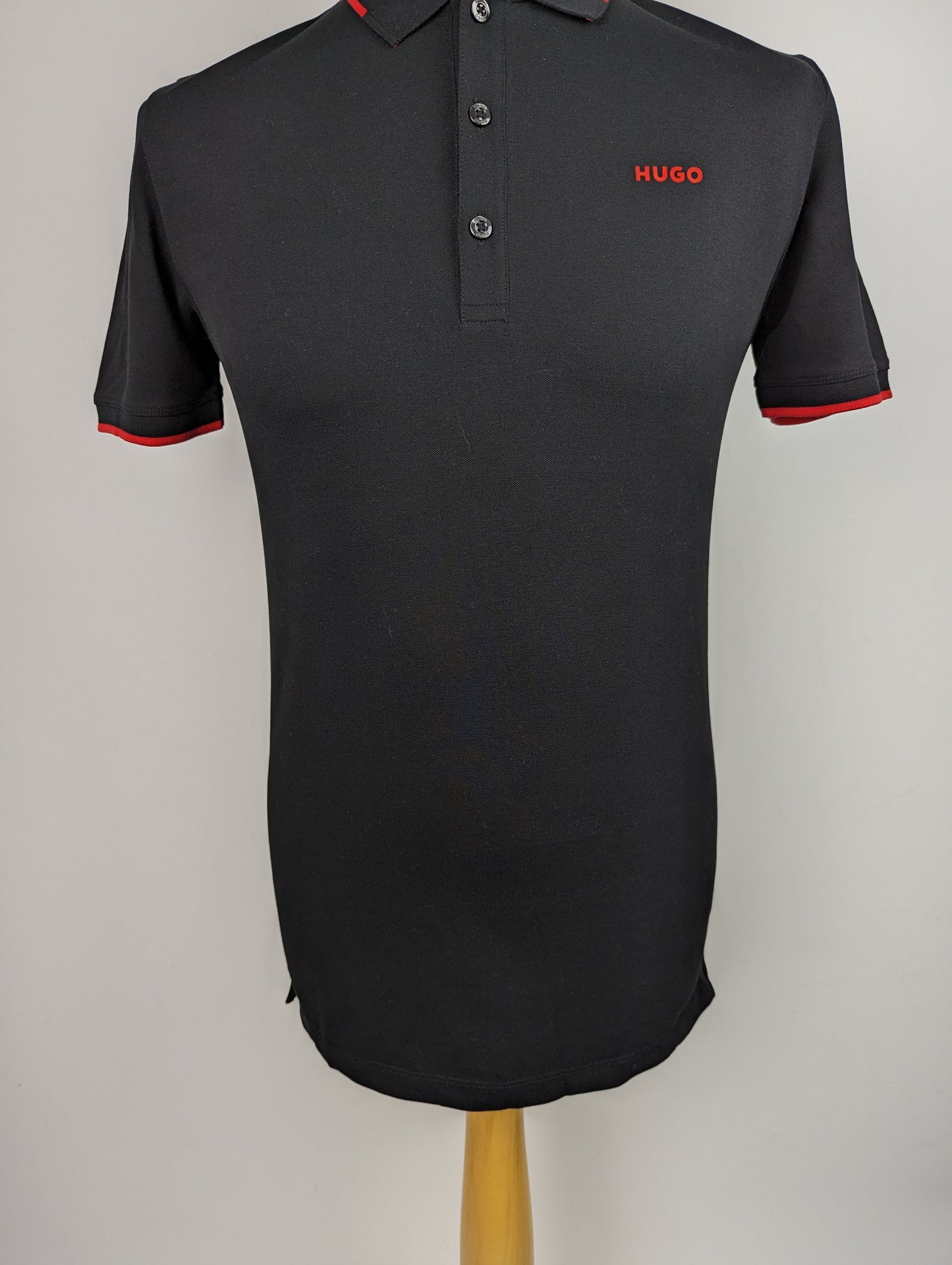 HUGO Mens Dinoso Polo Shirt - Black/Red