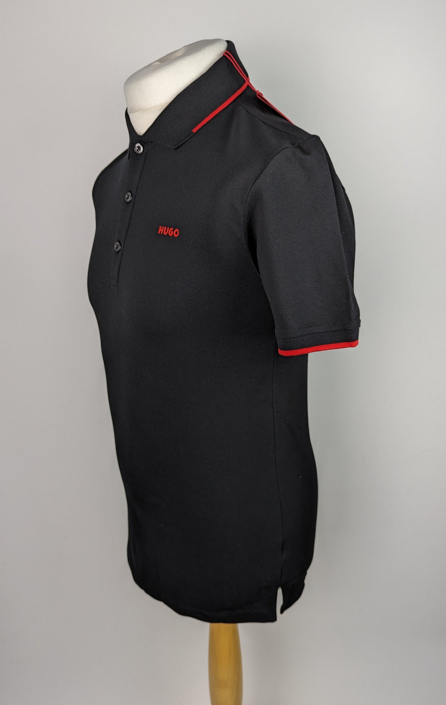 HUGO Mens Dinoso Polo Shirt - Black/Red