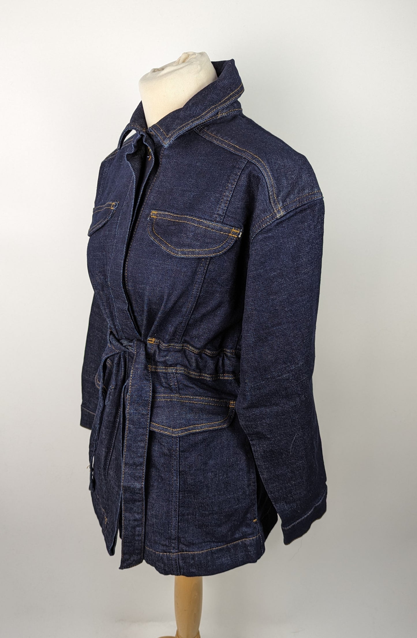 TED BAKER Gellier Denim Tie Waisted Utility Jacket - Dark Blue