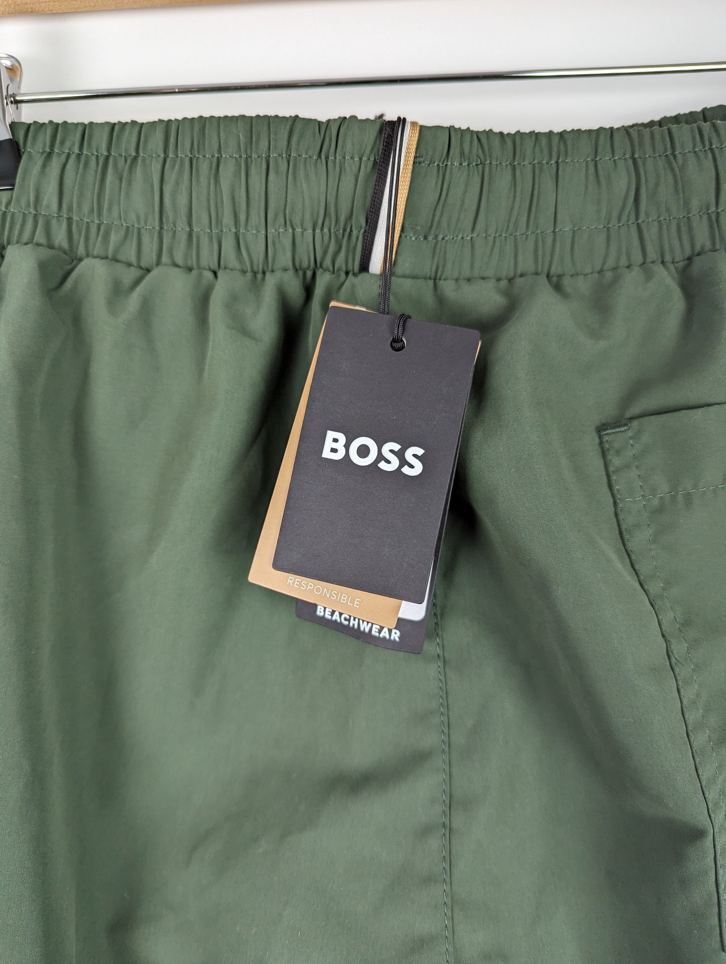 BOSS Mens Dolphin Swim Shorts- Green