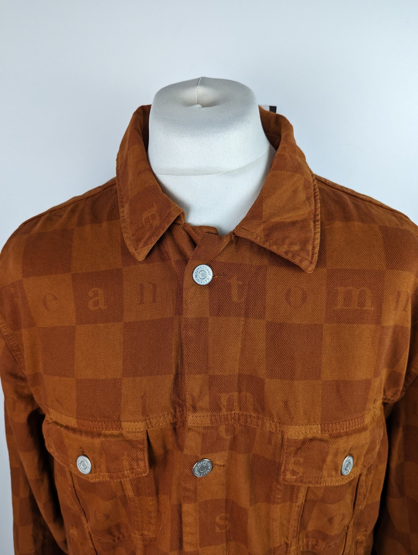 TOMMY JEANS Mens Check Trucker Jacket - Brown / Orange