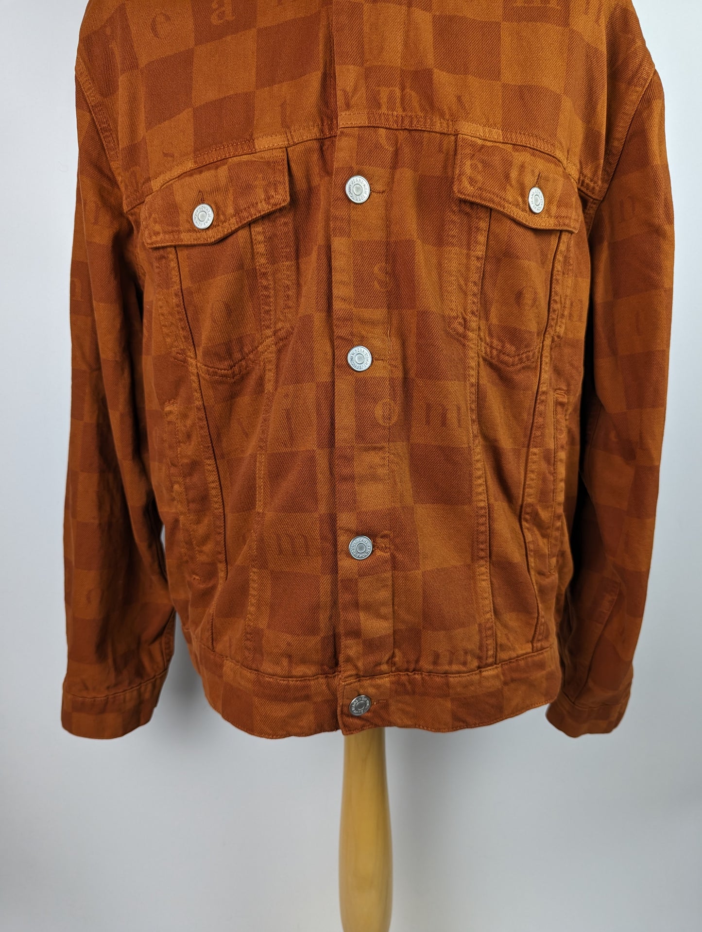 TOMMY JEANS Mens Check Trucker Jacket - Brown / Orange