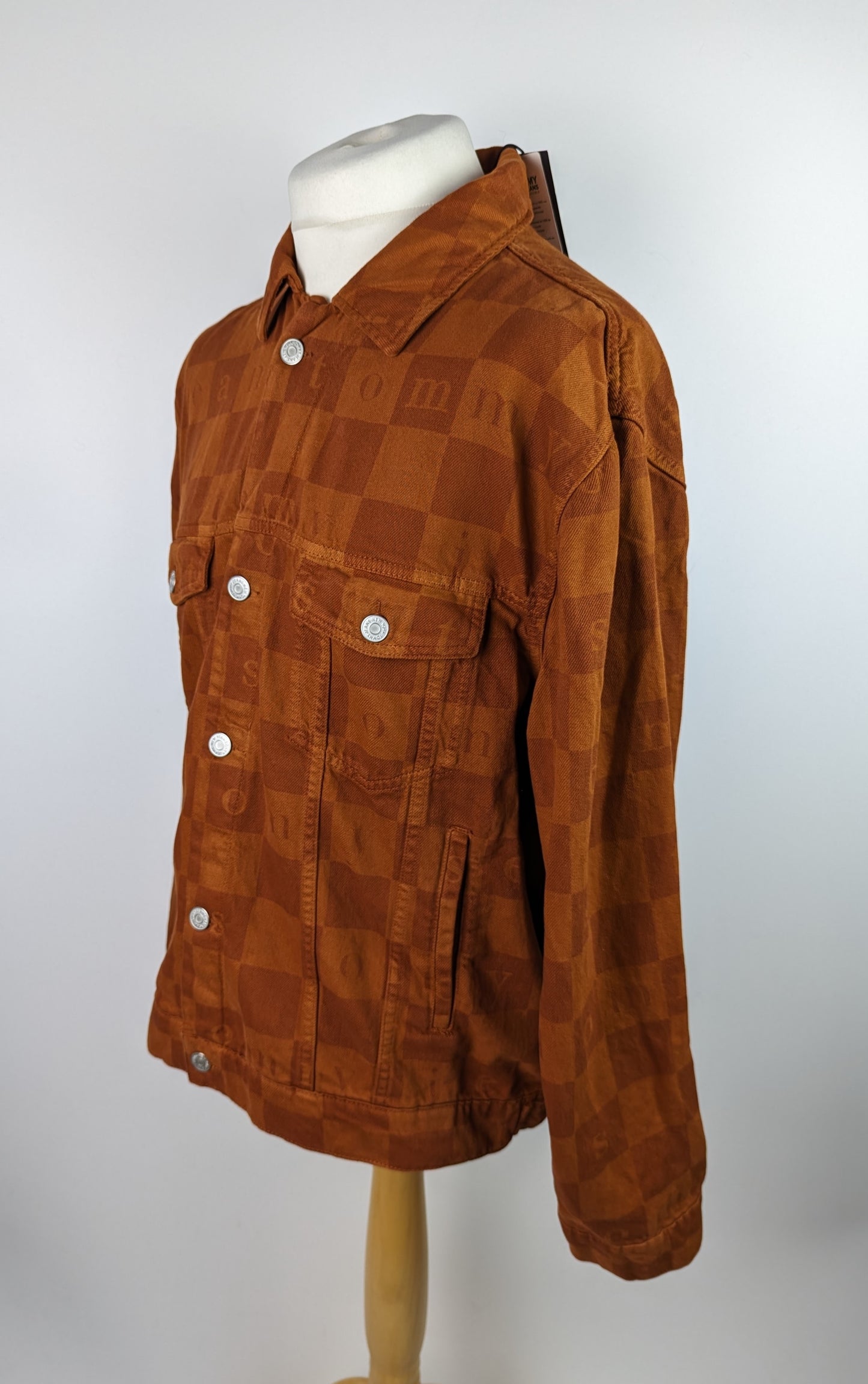 TOMMY JEANS Mens Check Trucker Jacket - Brown / Orange