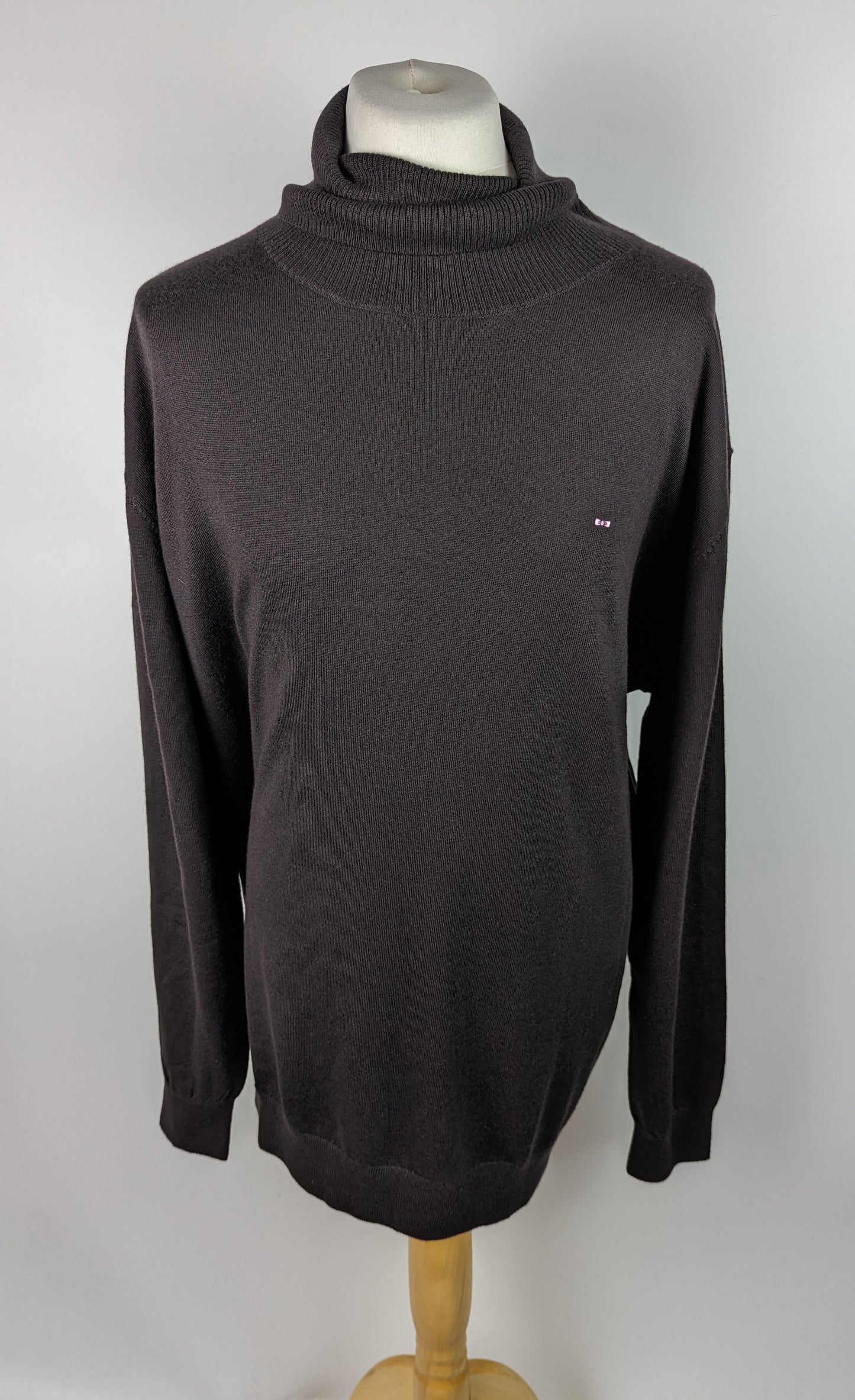 EDEN PARK Merino Wool Roll Neck Jumper - Dark Brown