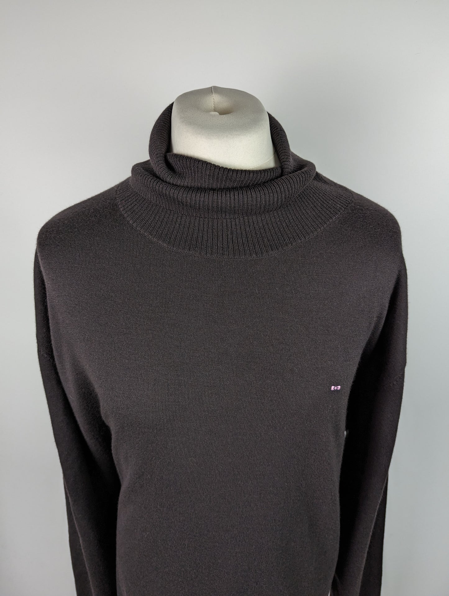 EDEN PARK Merino Wool Roll Neck Jumper - Dark Brown