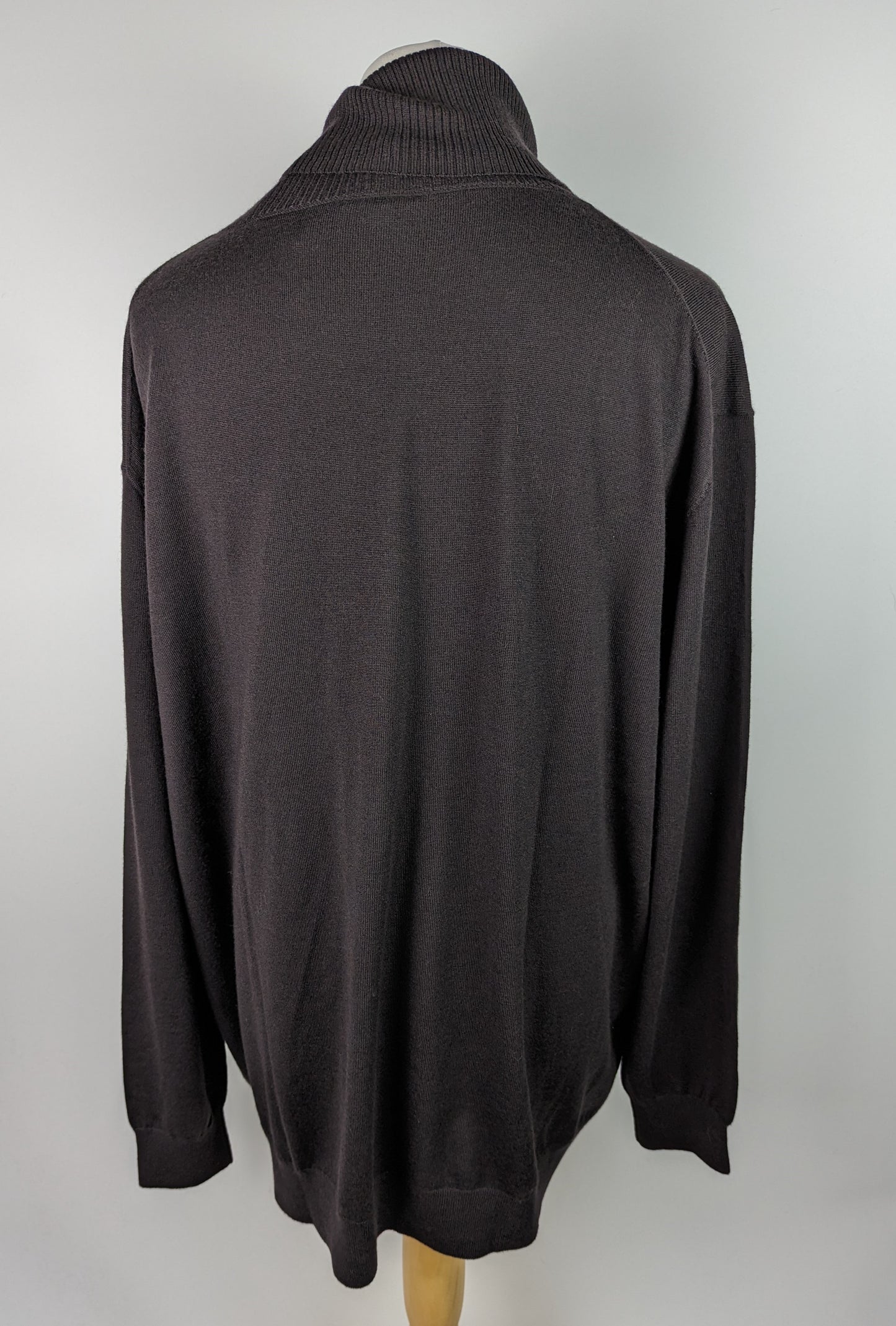 EDEN PARK Merino Wool Roll Neck Jumper - Dark Brown