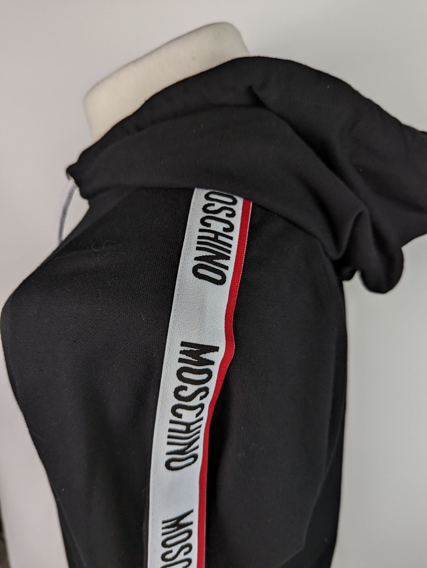 MOSCHINO Mens Tape Logo Zip Through Hoodie - Black