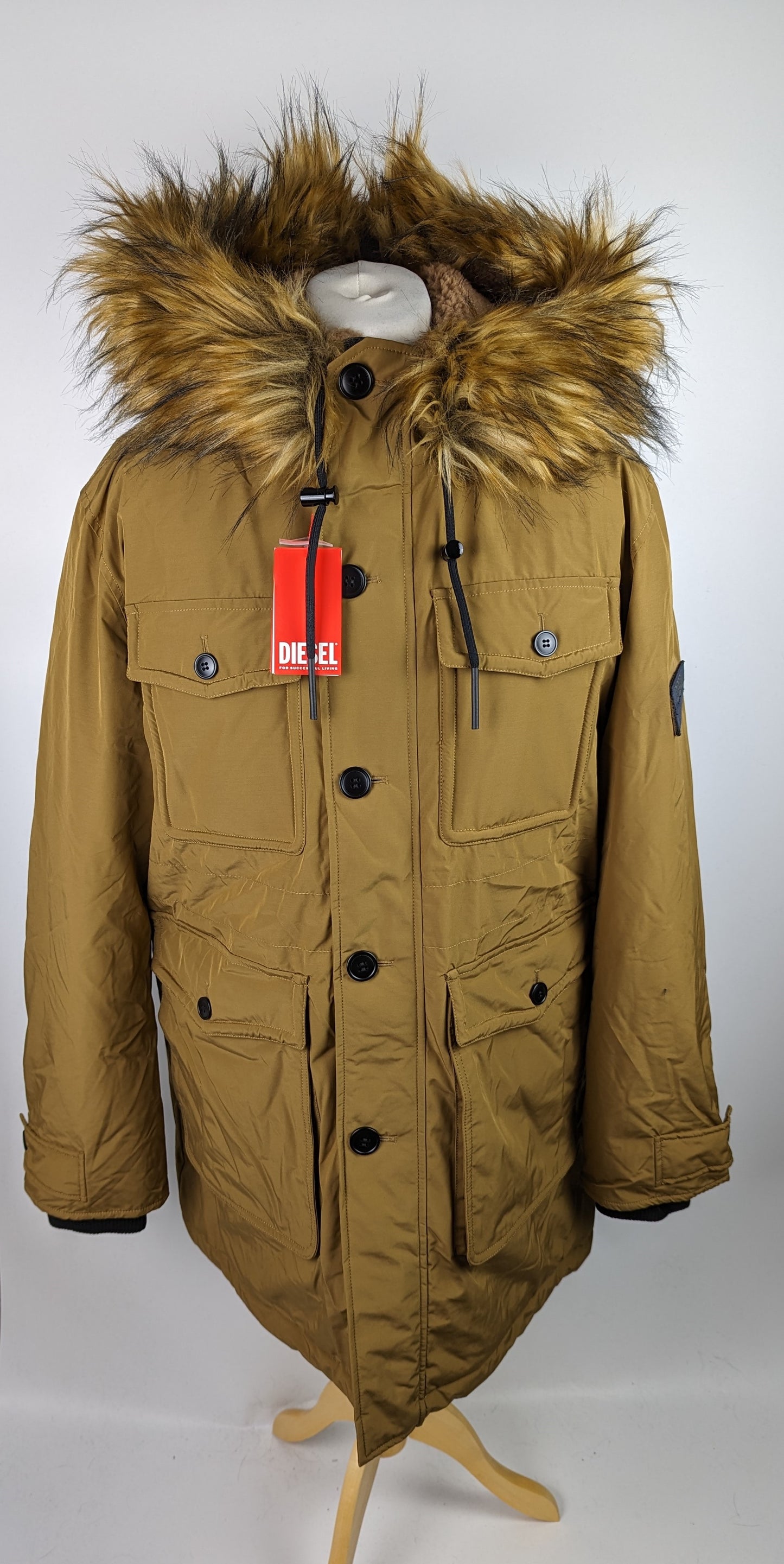 DIESEL Mens W-Jorg Multipocket Puffer Jacker - Tan