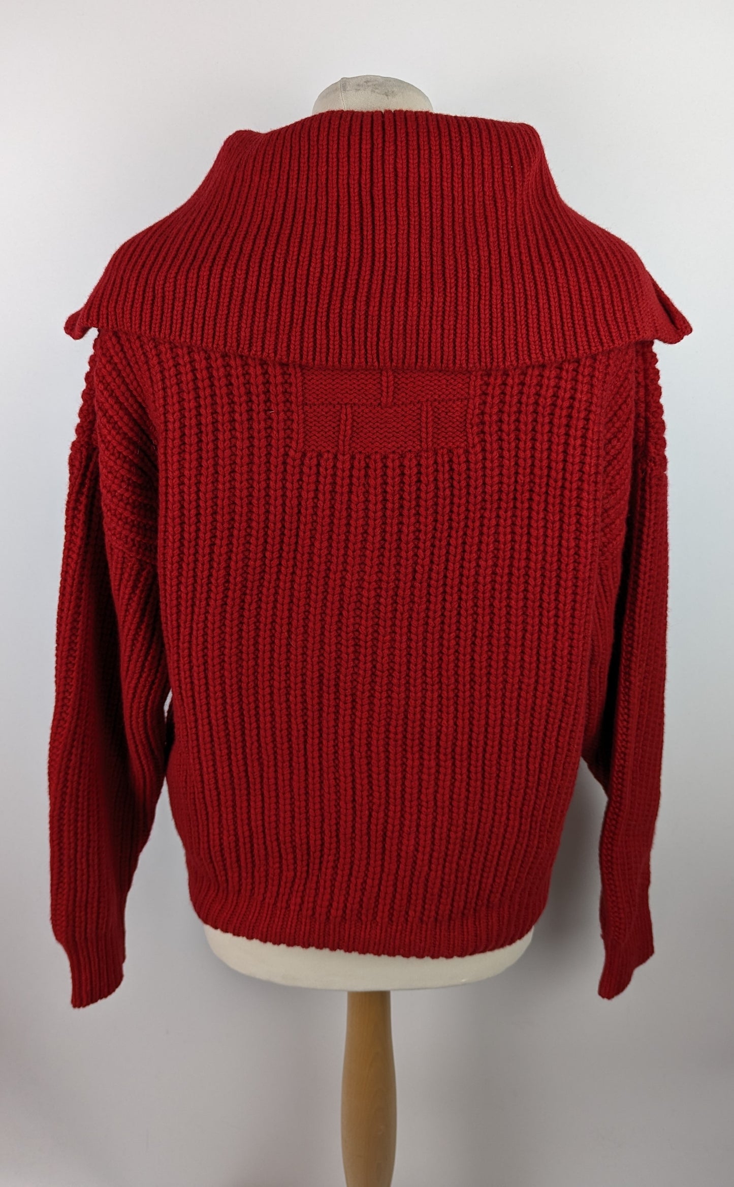 FRAME Half Zip Rib Knit Jumper - Scarlet Red