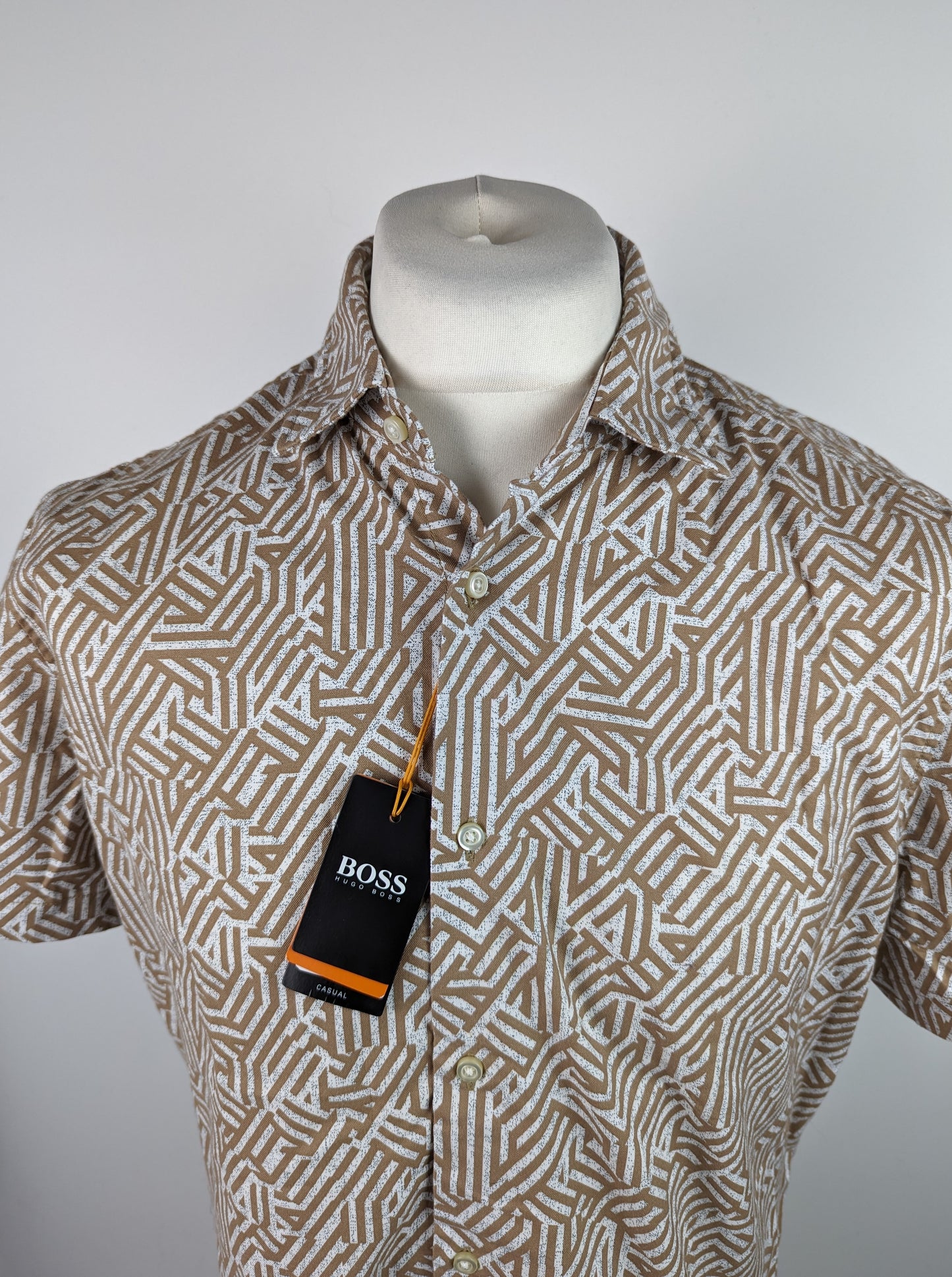 BOSS Mens Rash Shirt - Beige Print