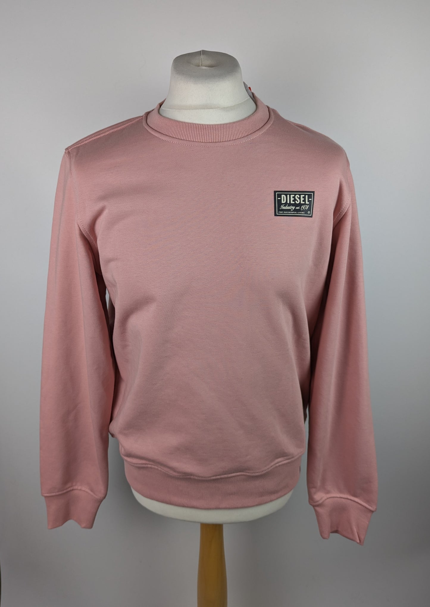 DIESEL Mens Patch Logo Crew Sweater - Pink