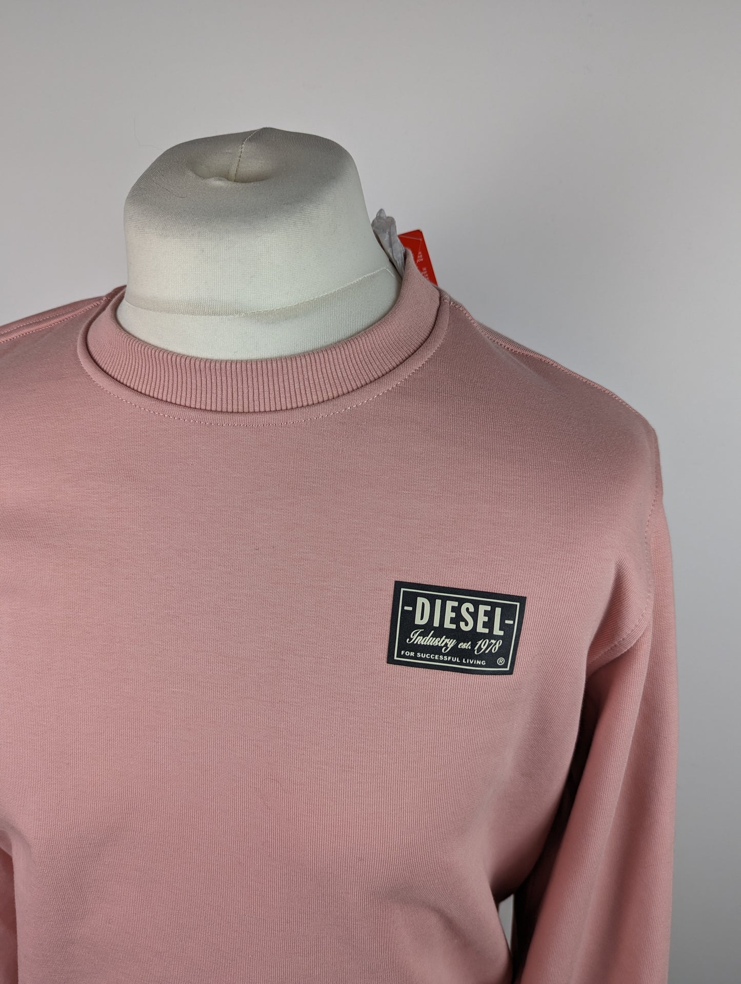 DIESEL Mens Patch Logo Crew Sweater - Pink