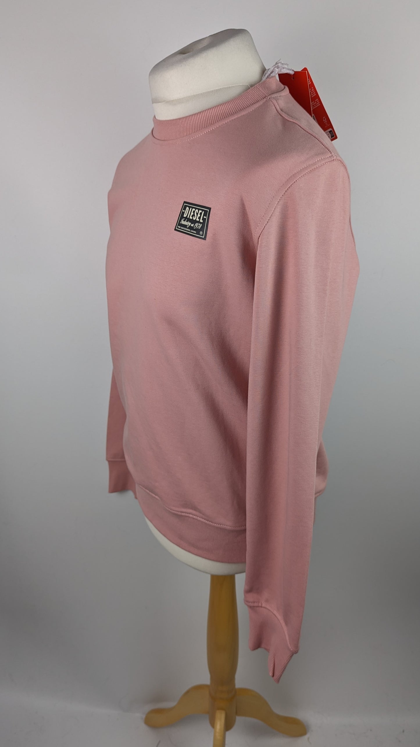 DIESEL Mens Patch Logo Crew Sweater - Pink