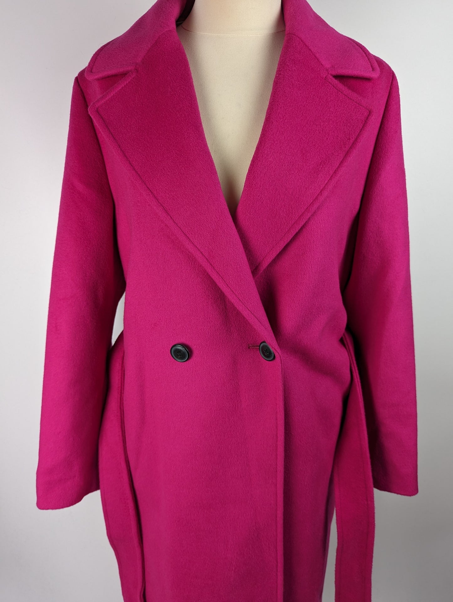 TOMMY HILFIGER Womens Belted Double Breasted Coat - Eccentric Magenta Pink