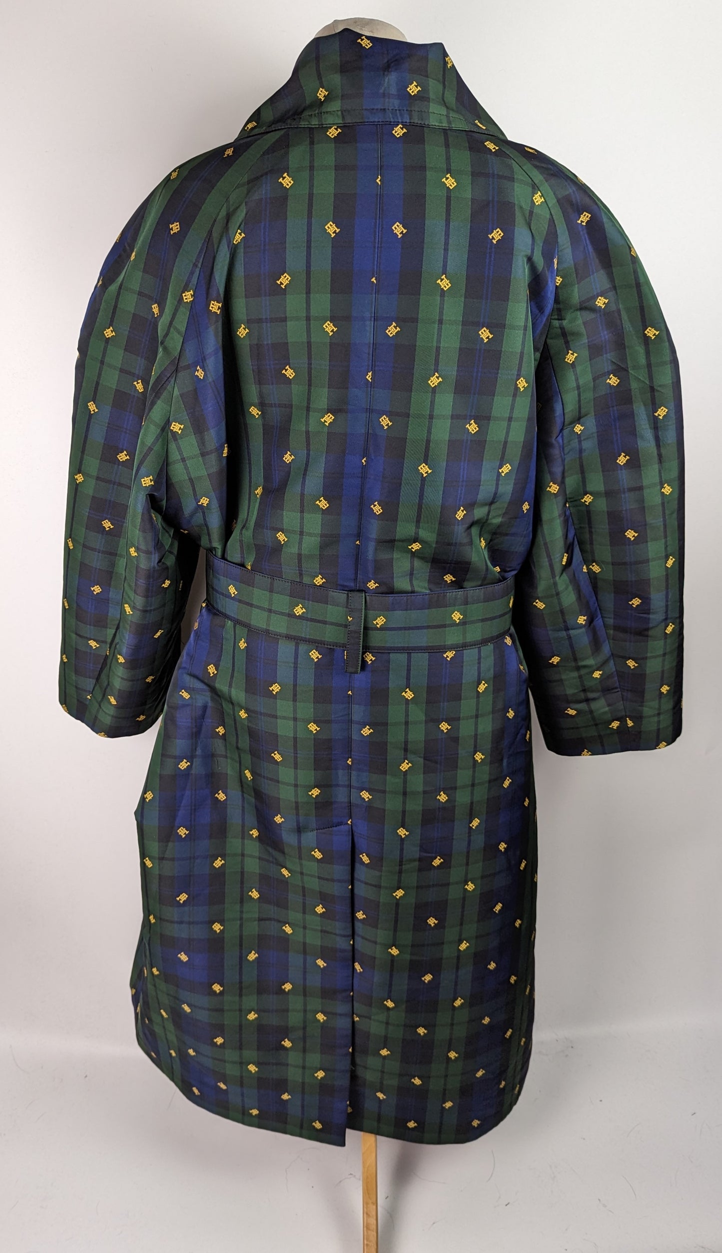 TOMMY HILFIGER Women's Thl Preppy Monogram Tartan Coat- Blue / Green