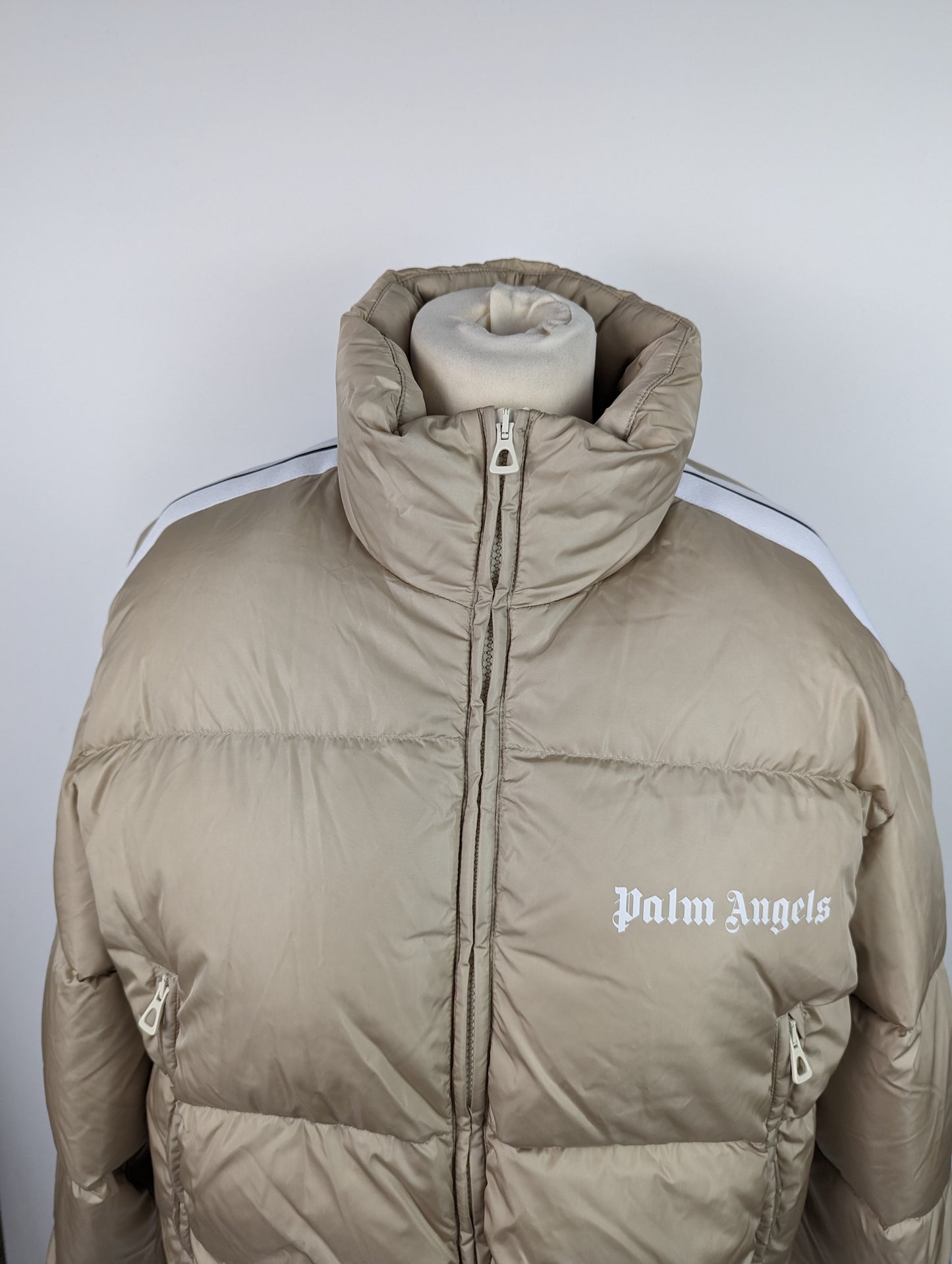 PALM ANGELS Cropped Track Down Jacket - White / Beige