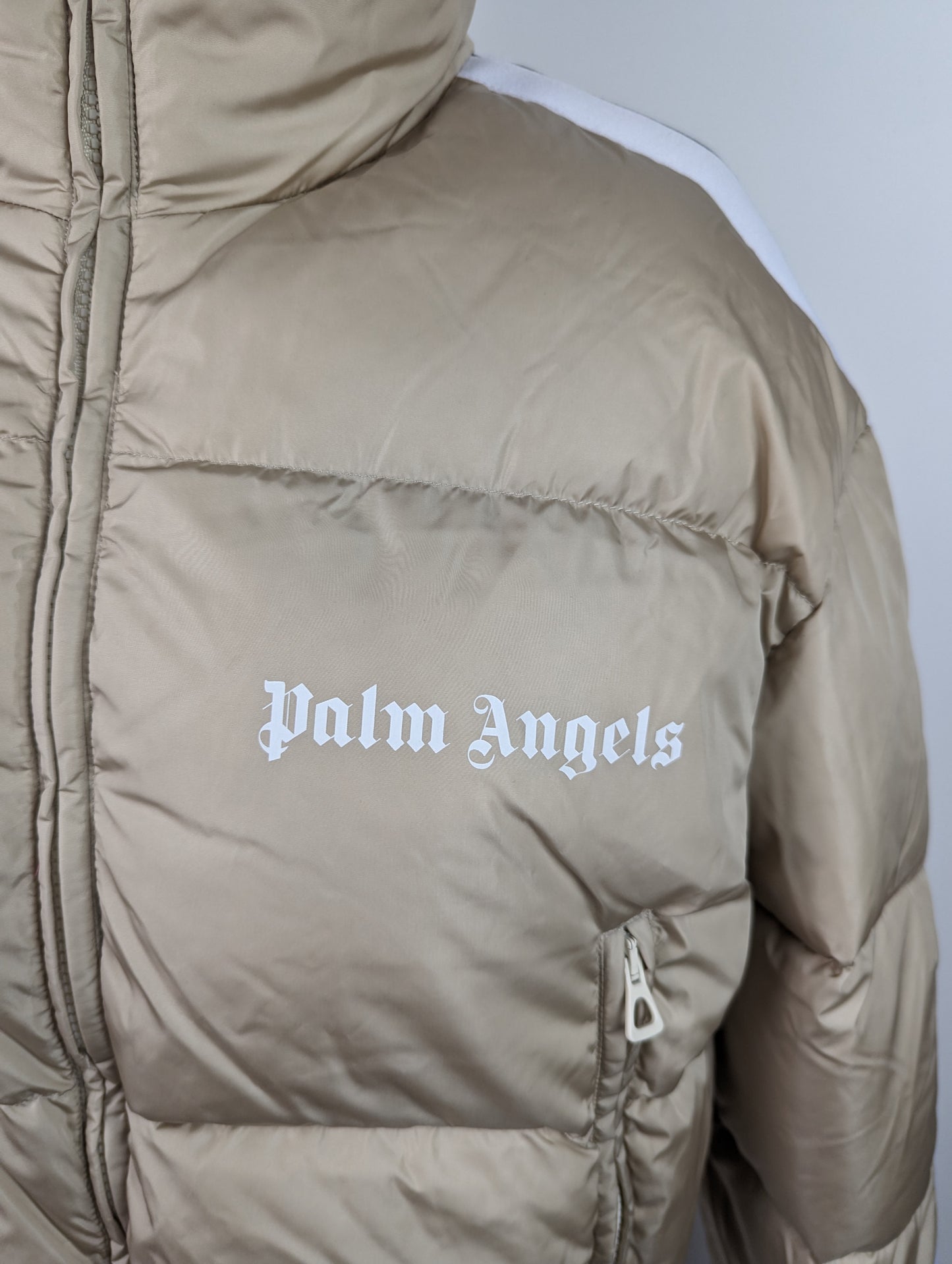 PALM ANGELS Cropped Track Down Jacket - White / Beige