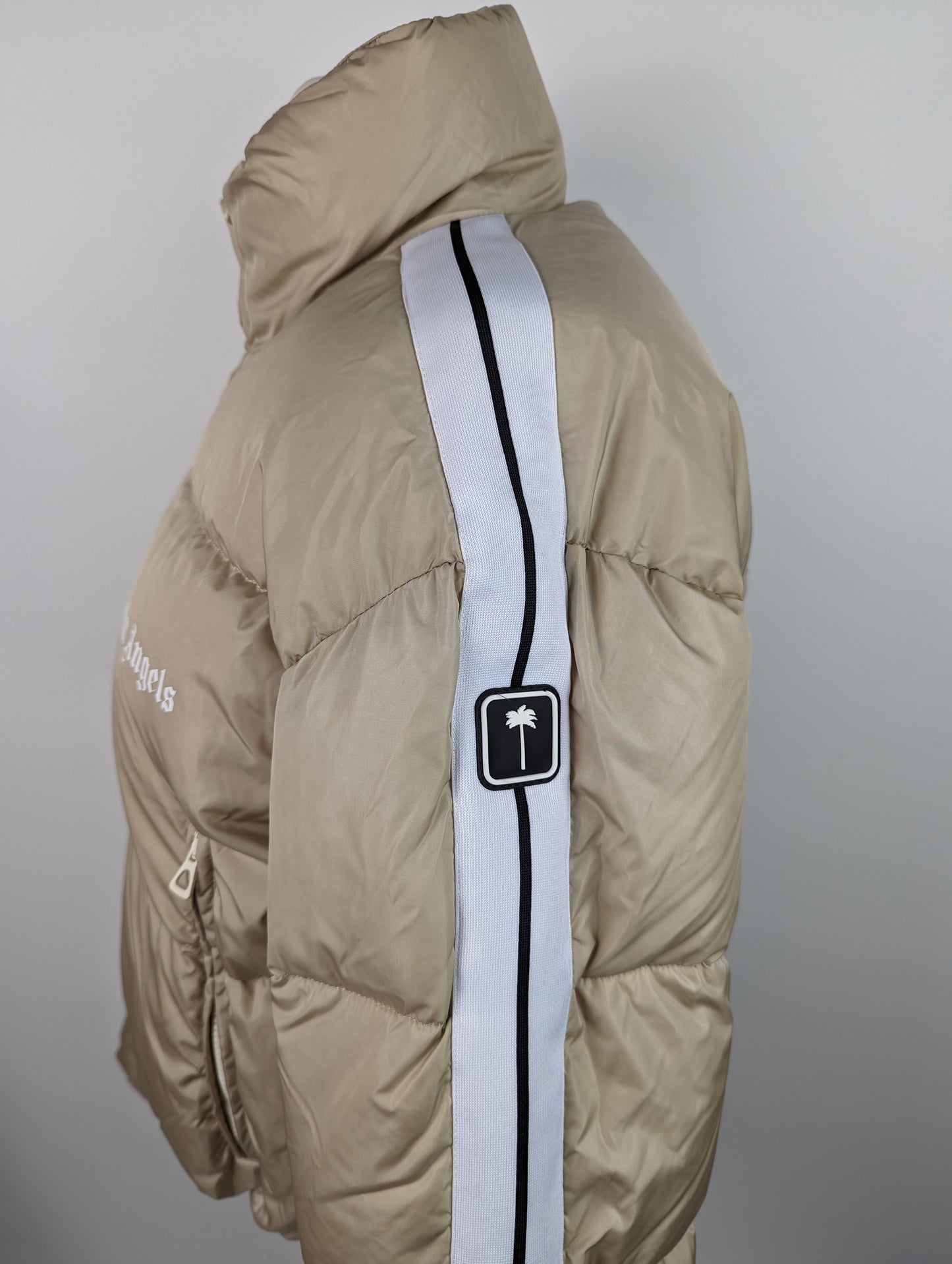 PALM ANGELS Cropped Track Down Jacket - White / Beige