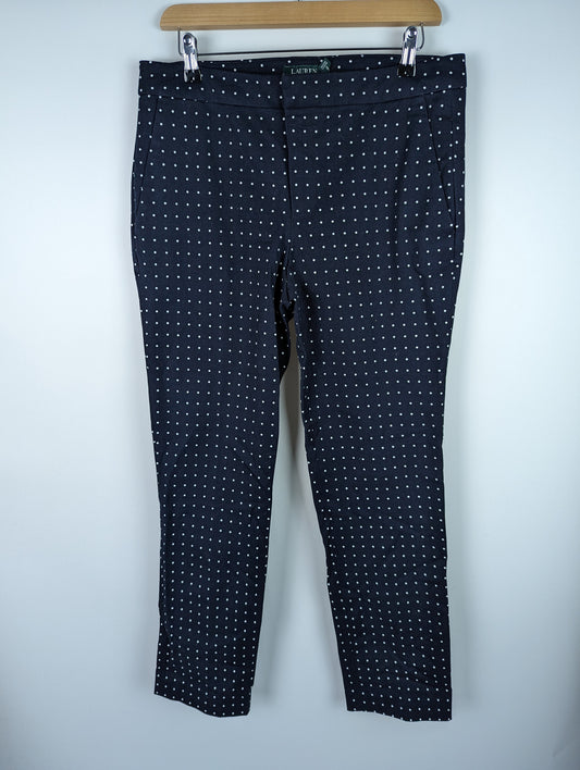 Ralph Lauren Women's Lycette High Rise Trousers - Polka Dot Blue / White