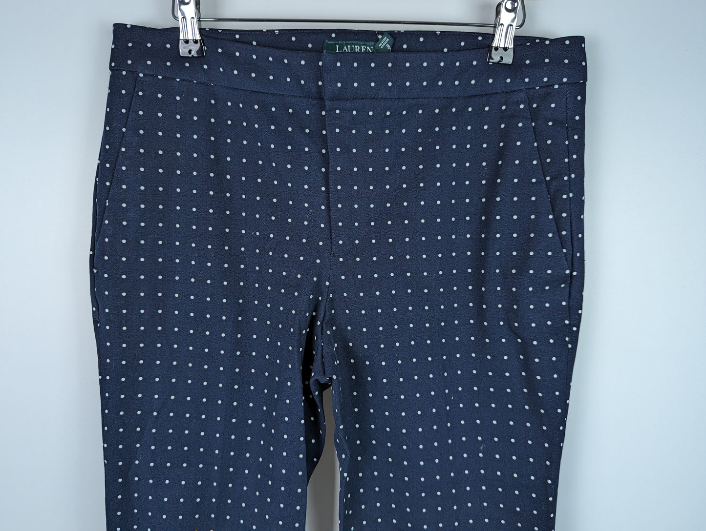 Ralph Lauren Women's Lycette High Rise Trousers - Polka Dot Blue / White