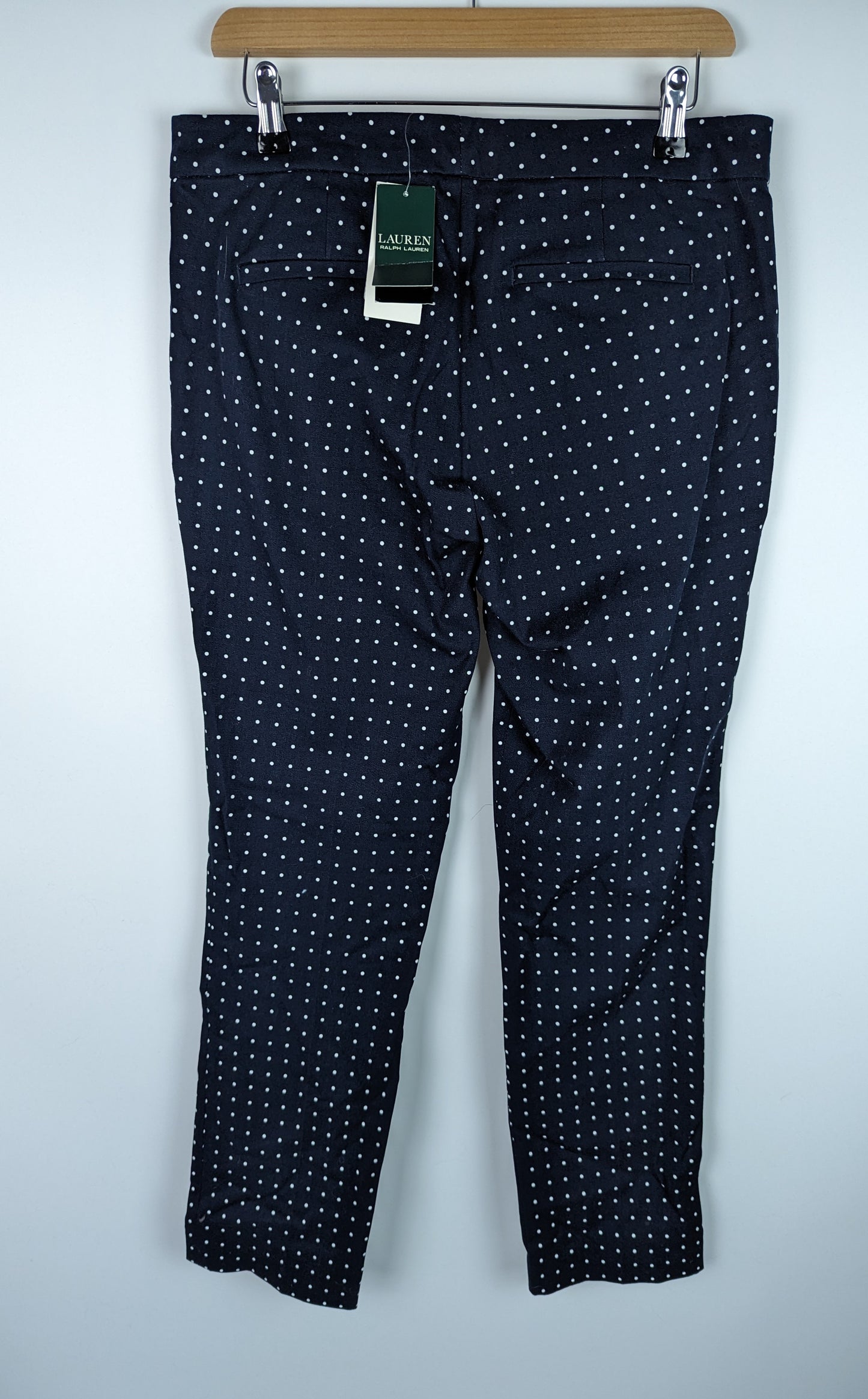 Ralph Lauren Women's Lycette High Rise Trousers - Polka Dot Blue / White