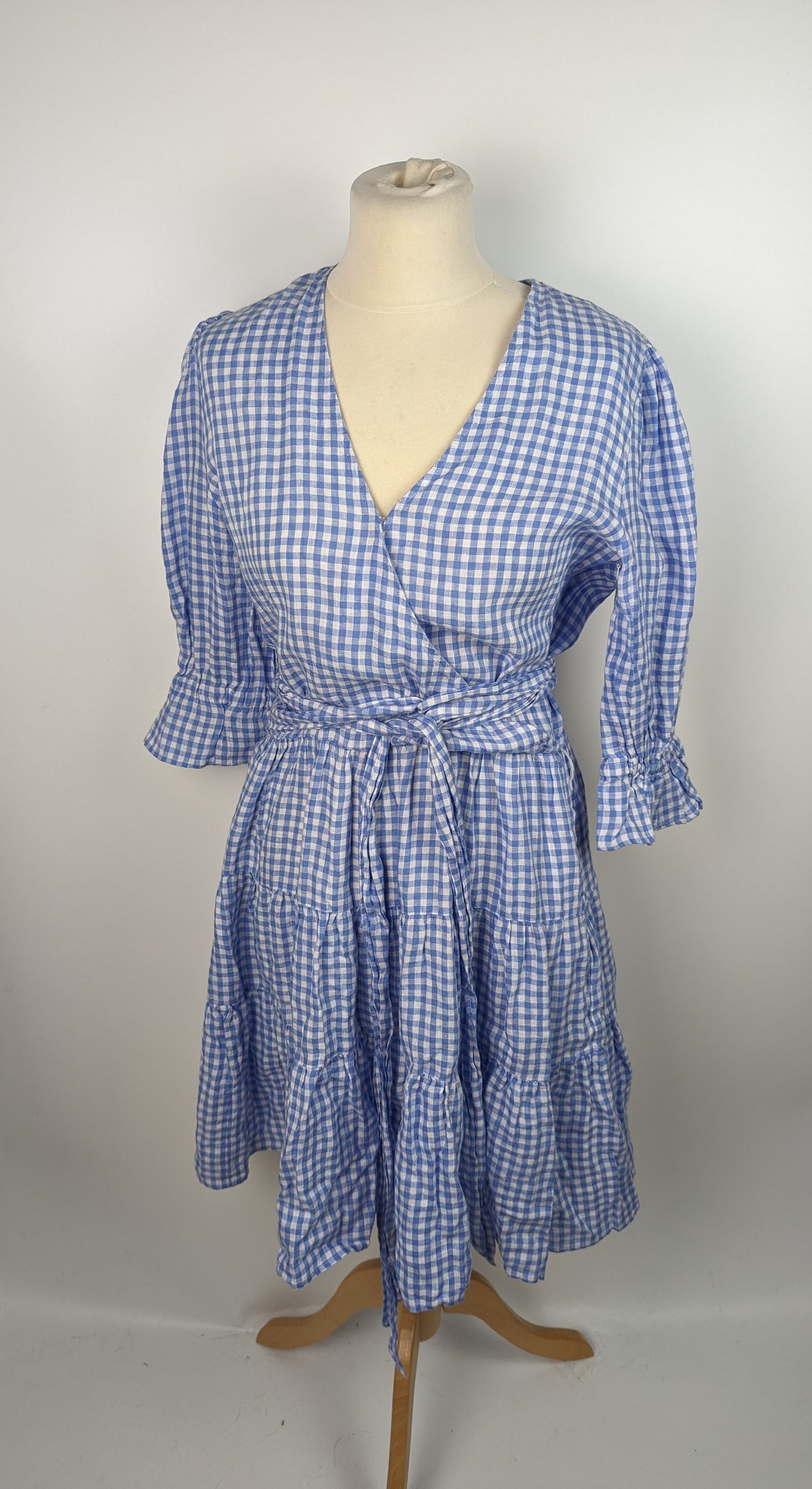 RALPH LAUREN Womens Drinthia Dress - Blue & White Gingham