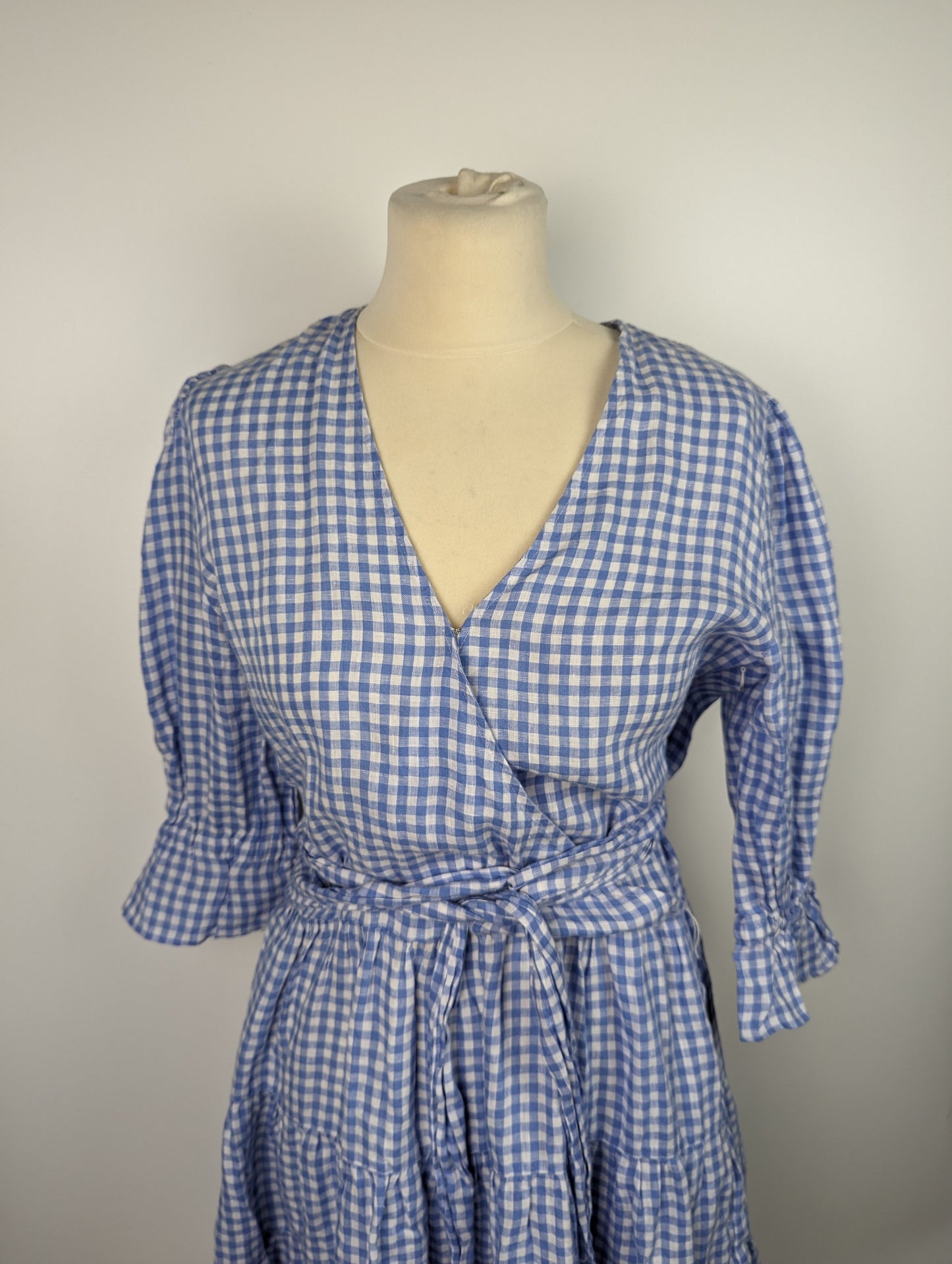 RALPH LAUREN Womens Drinthia Dress - Blue & White Gingham