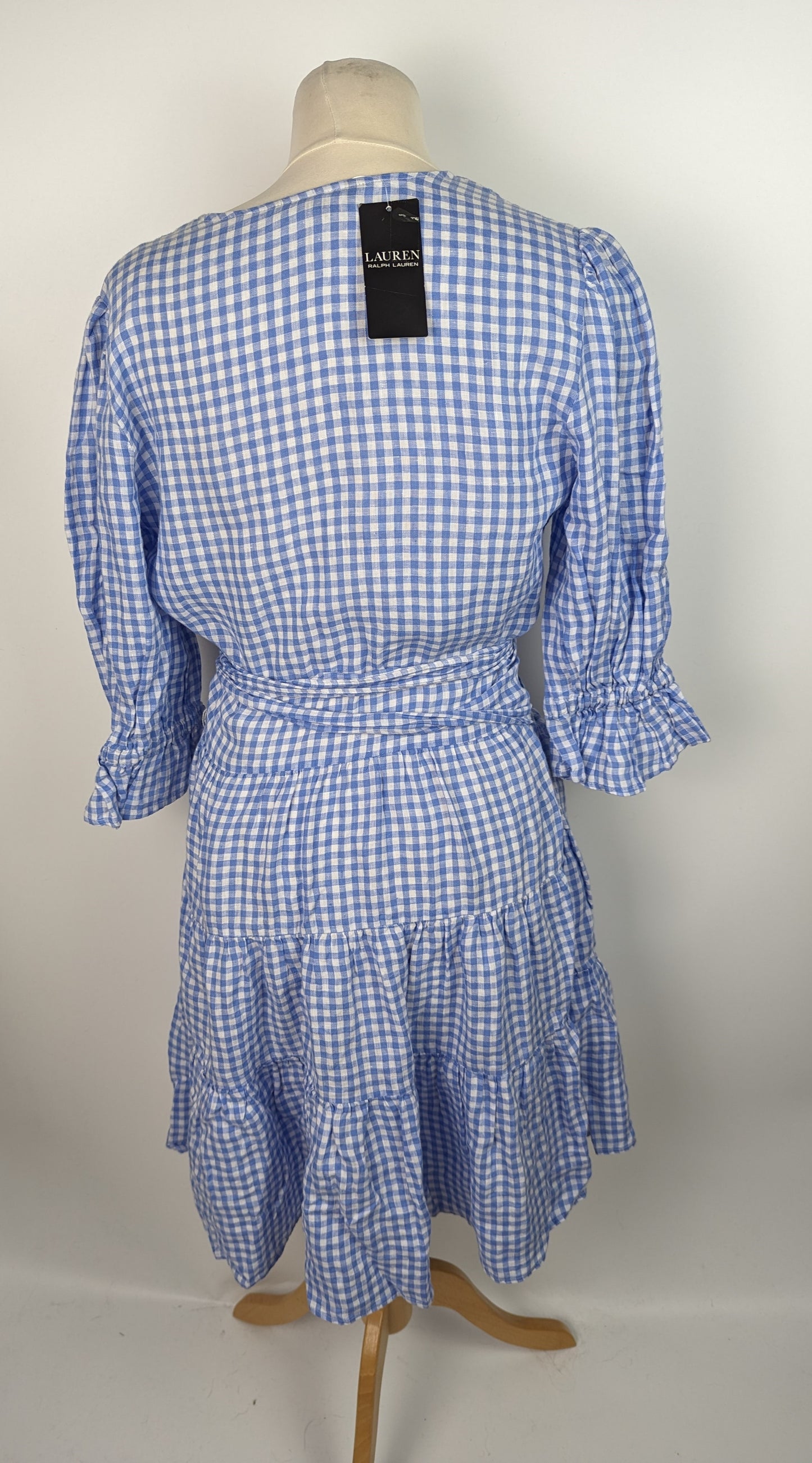 RALPH LAUREN Womens Drinthia Dress - Blue & White Gingham