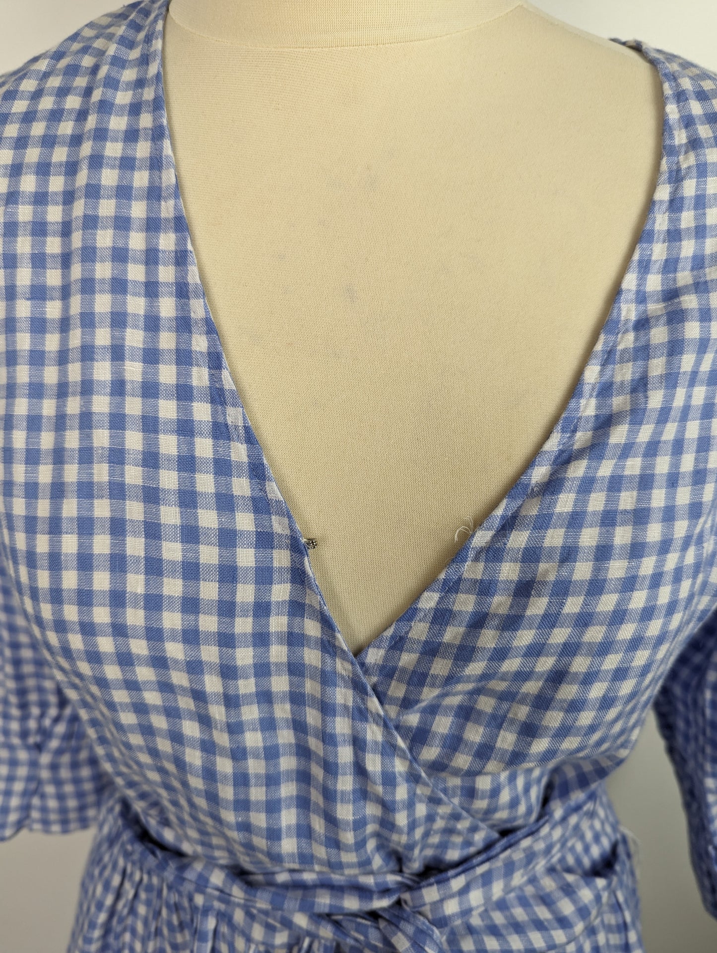 RALPH LAUREN Womens Drinthia Dress - Blue & White Gingham