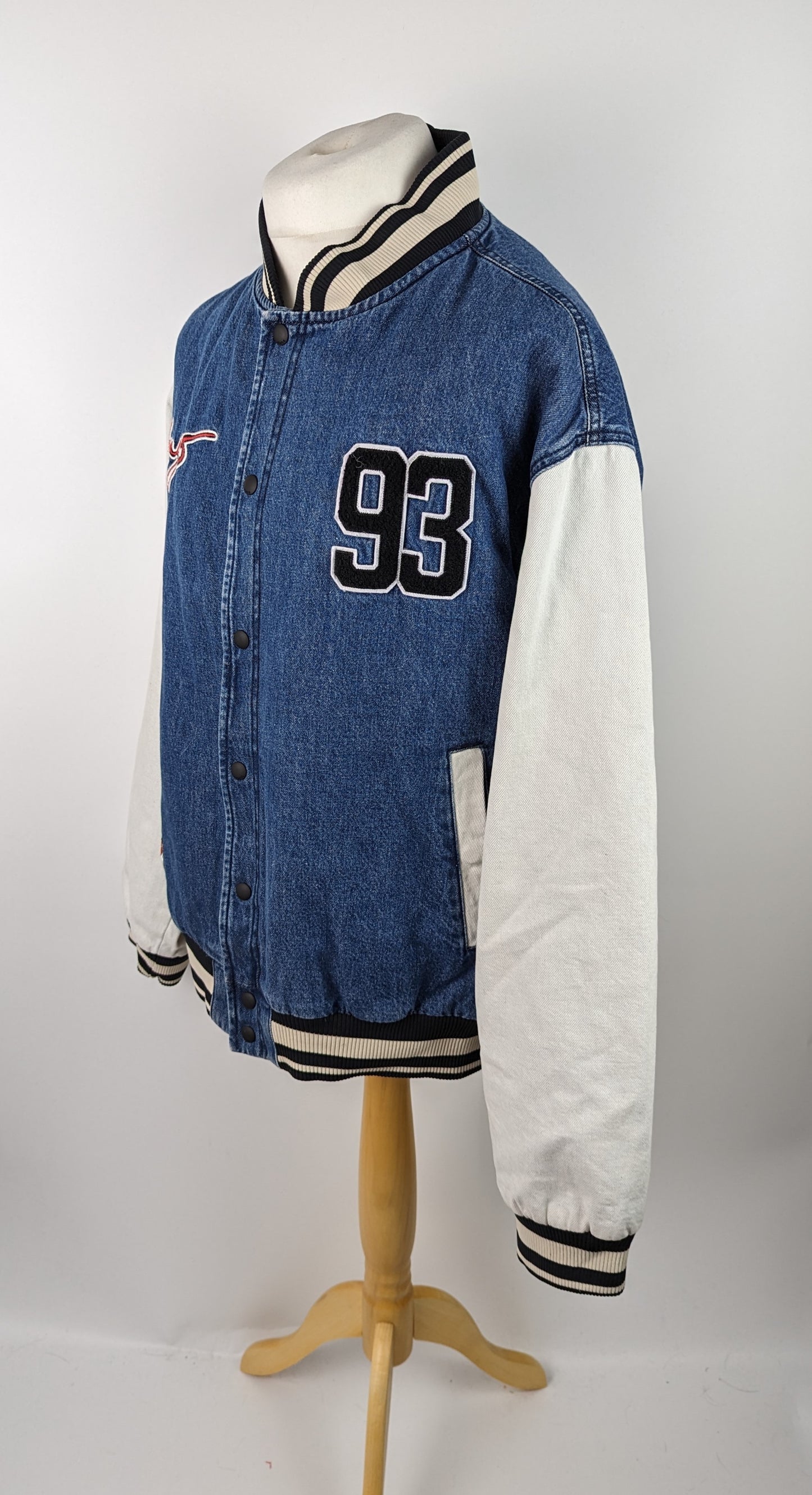 HUGO Mens Embroidered Denim Varsity Jacket - Blue