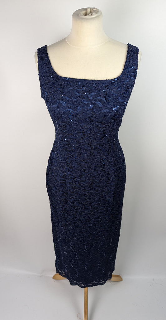 GINA BACCONI Kayla Lace Midi-Length Dress - Blue