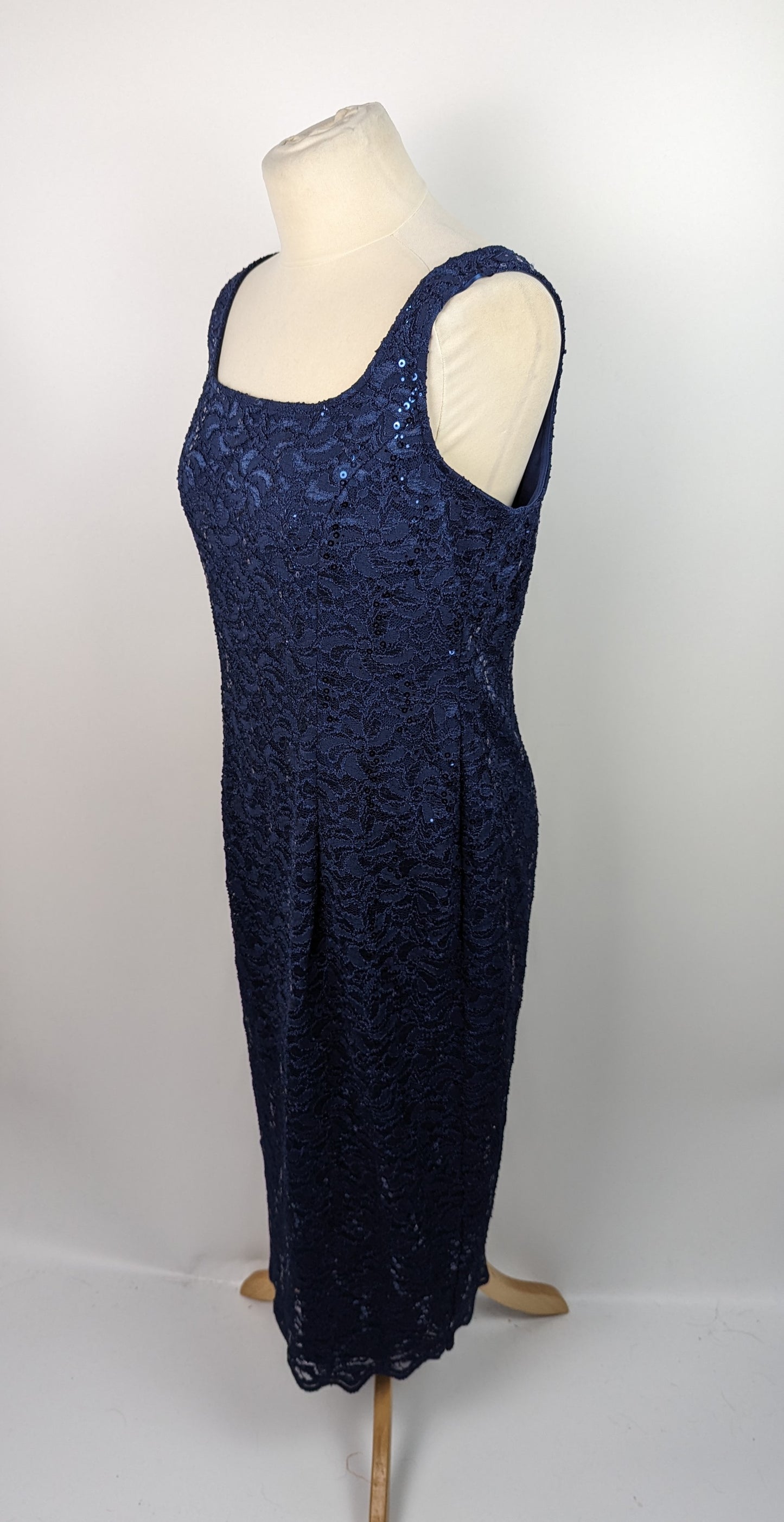 GINA BACCONI Kayla Lace Midi-Length Dress - Blue