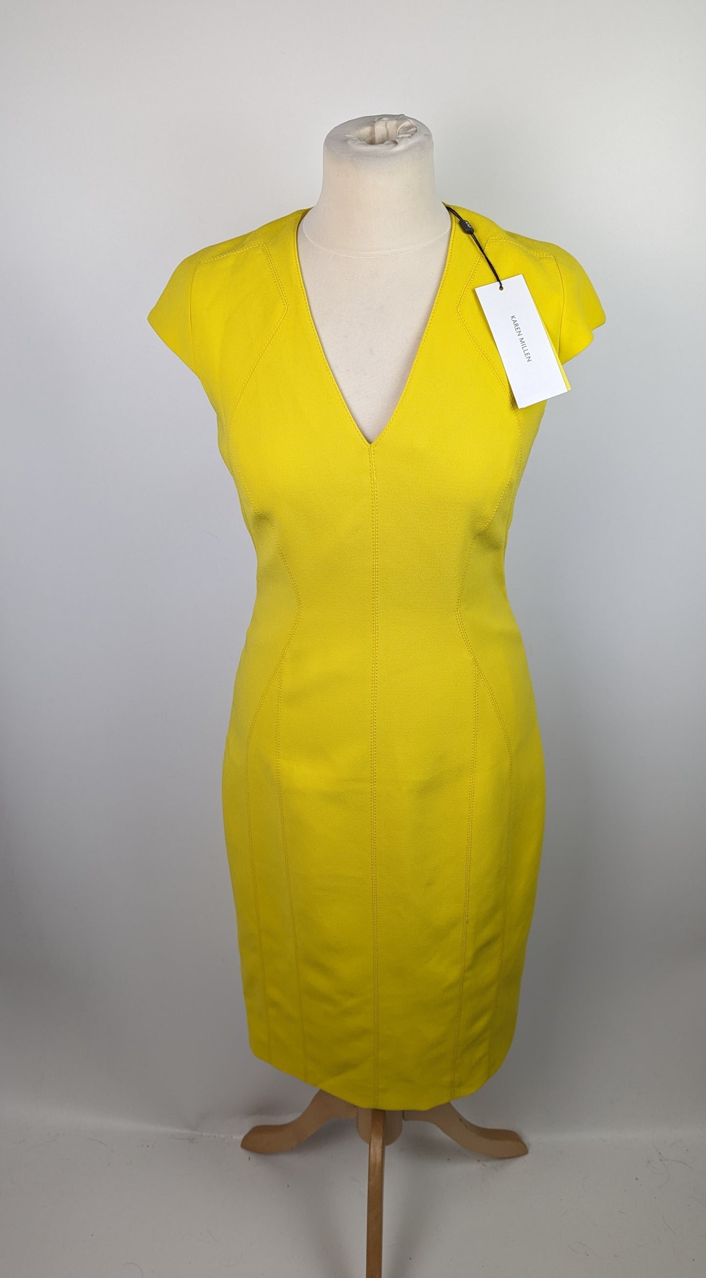 Karen Millen Womens V-Neck Pencil Dress - Yellow