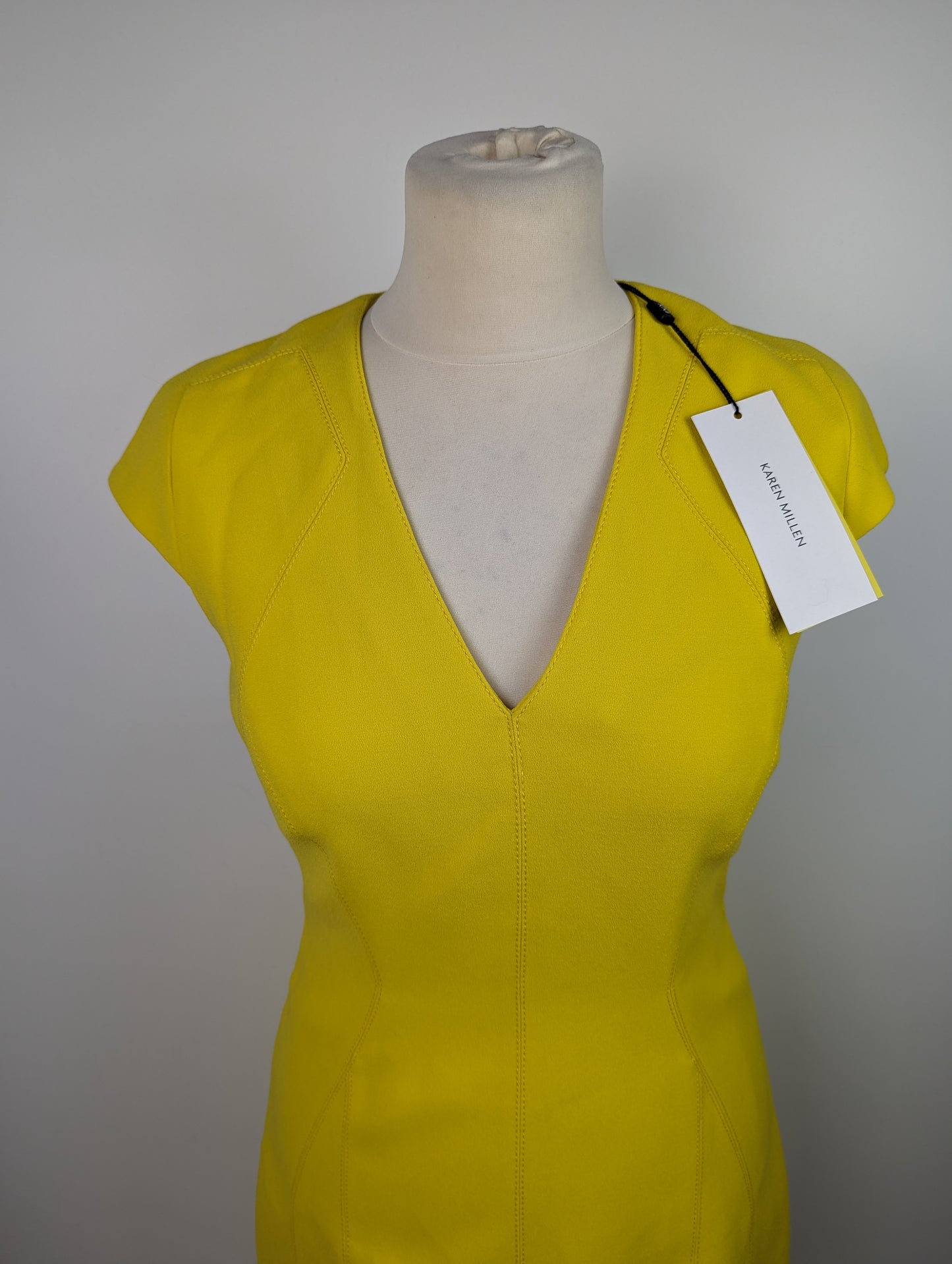 Karen Millen Womens V-Neck Pencil Dress - Yellow