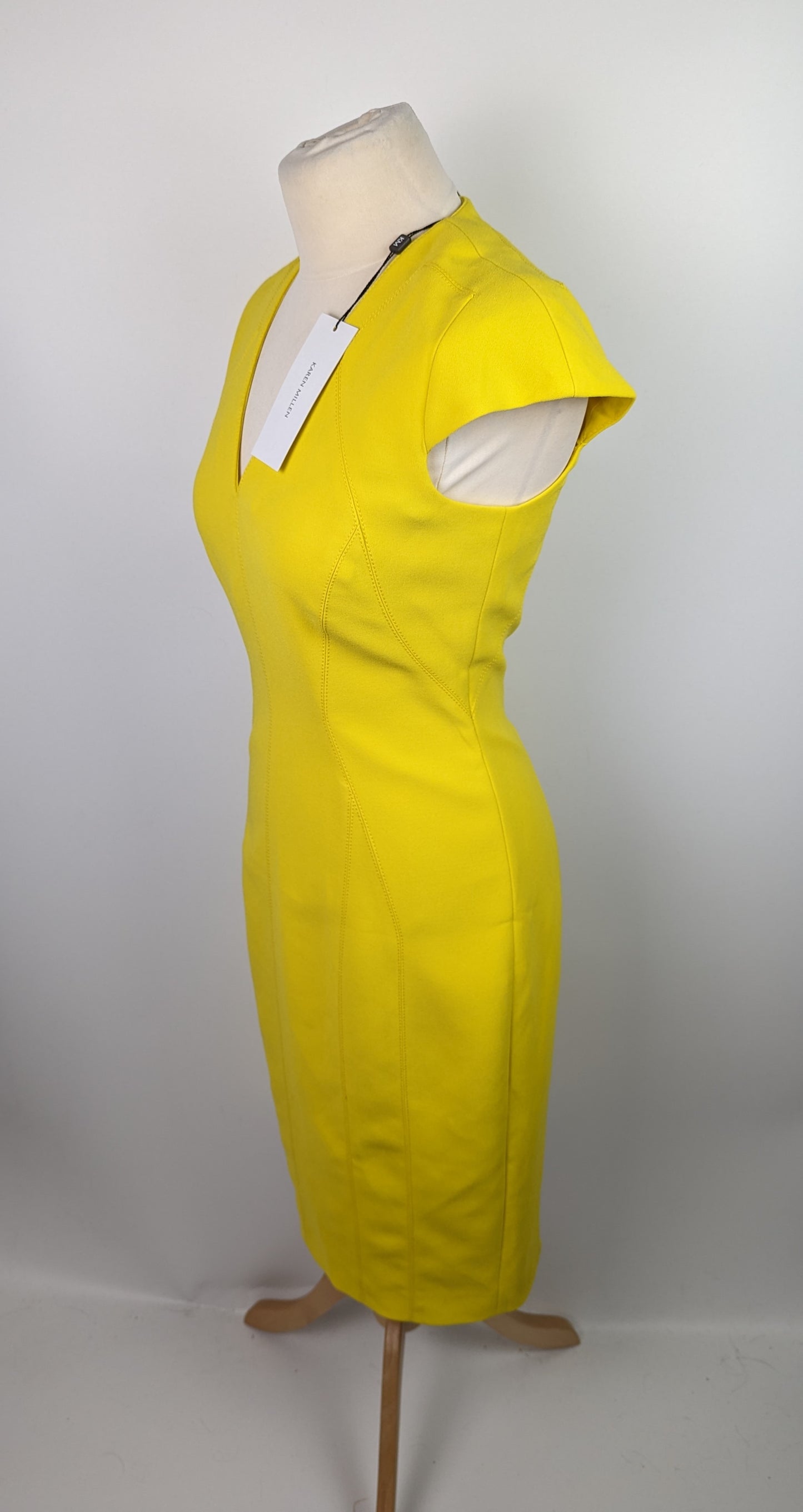 Karen Millen Womens V-Neck Pencil Dress - Yellow