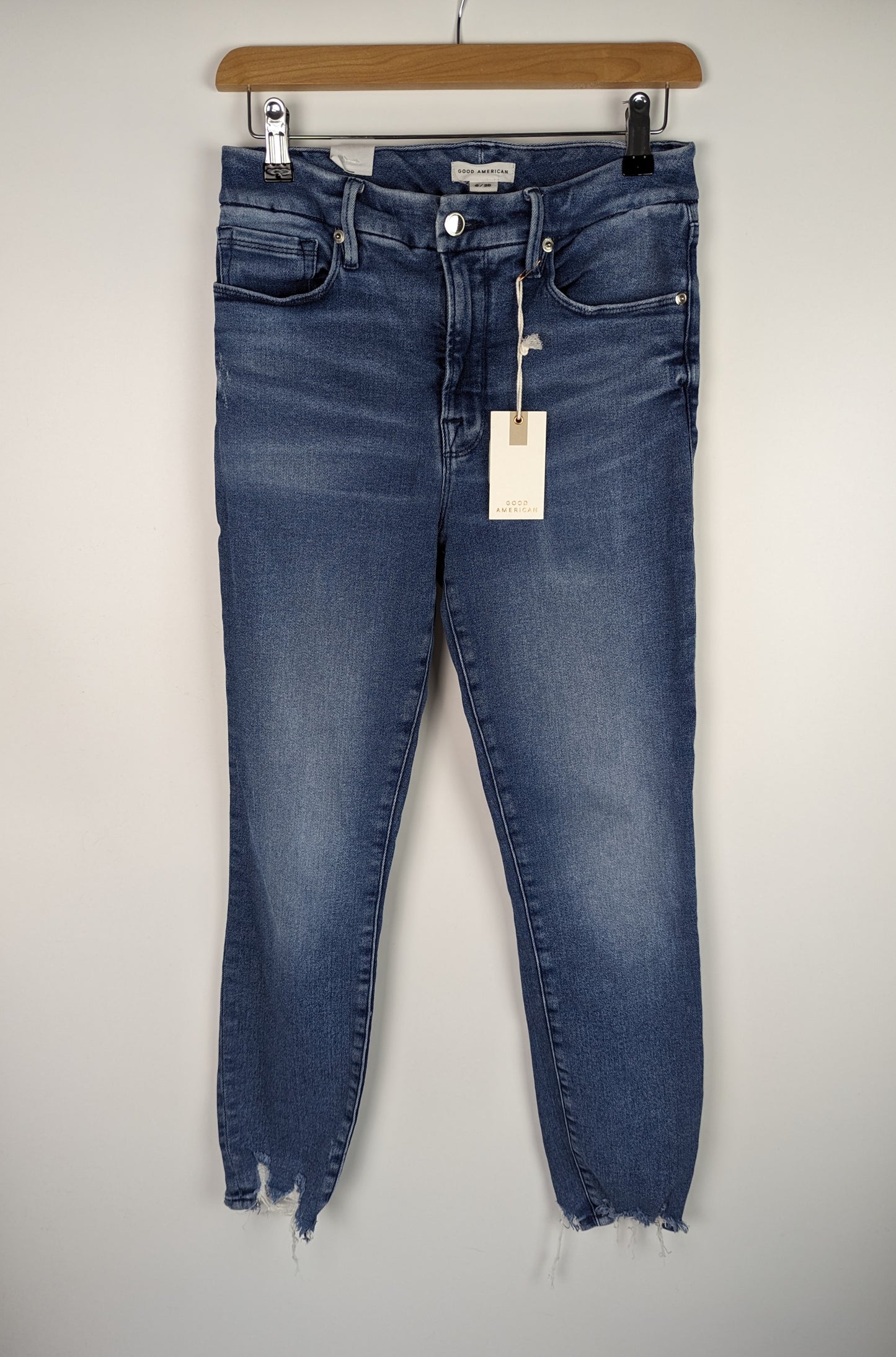 GOOD AMERICAN Womens Good Legs 789 Crop Jeans - Blue