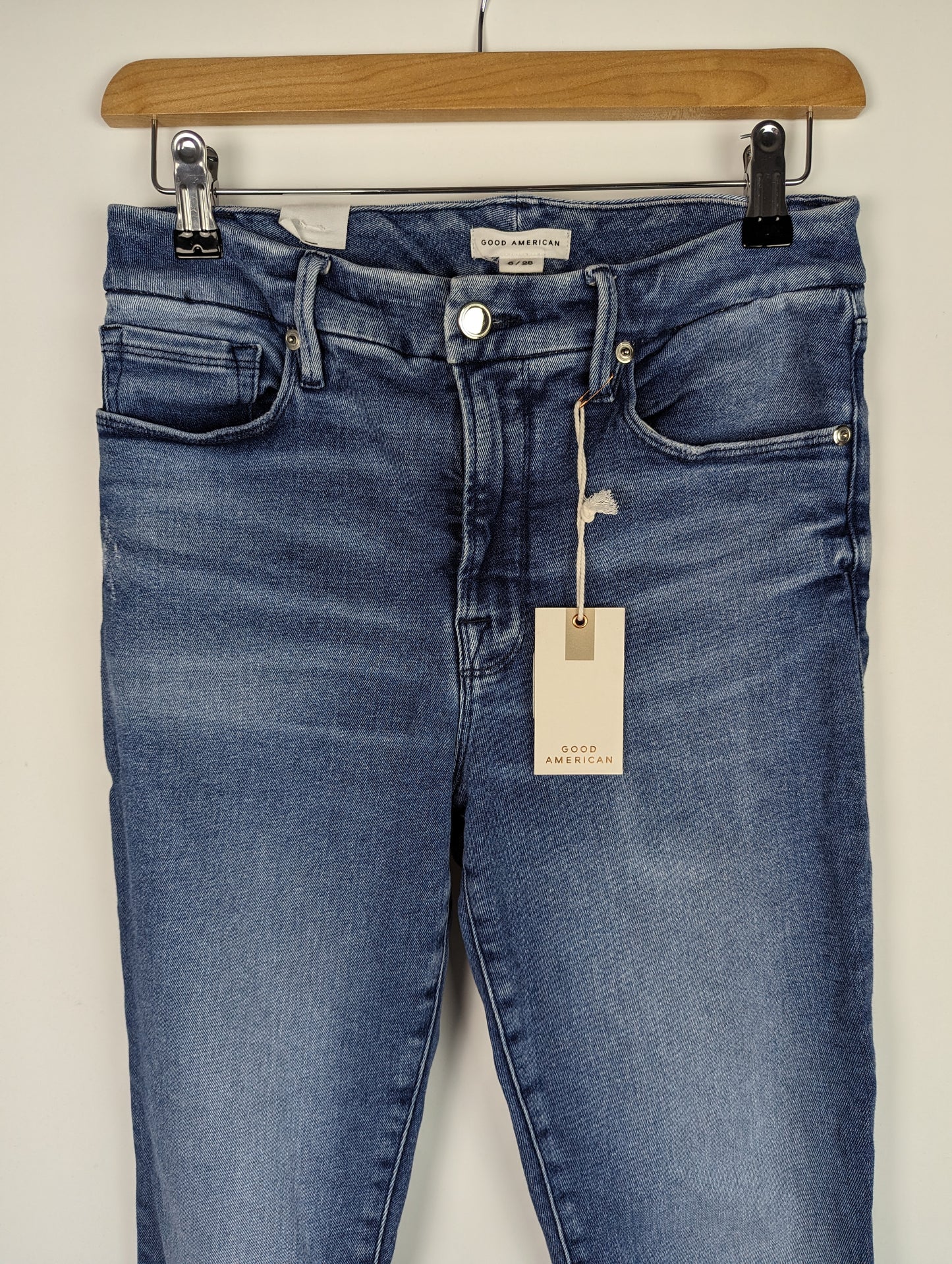 GOOD AMERICAN Womens Good Legs 789 Crop Jeans - Blue