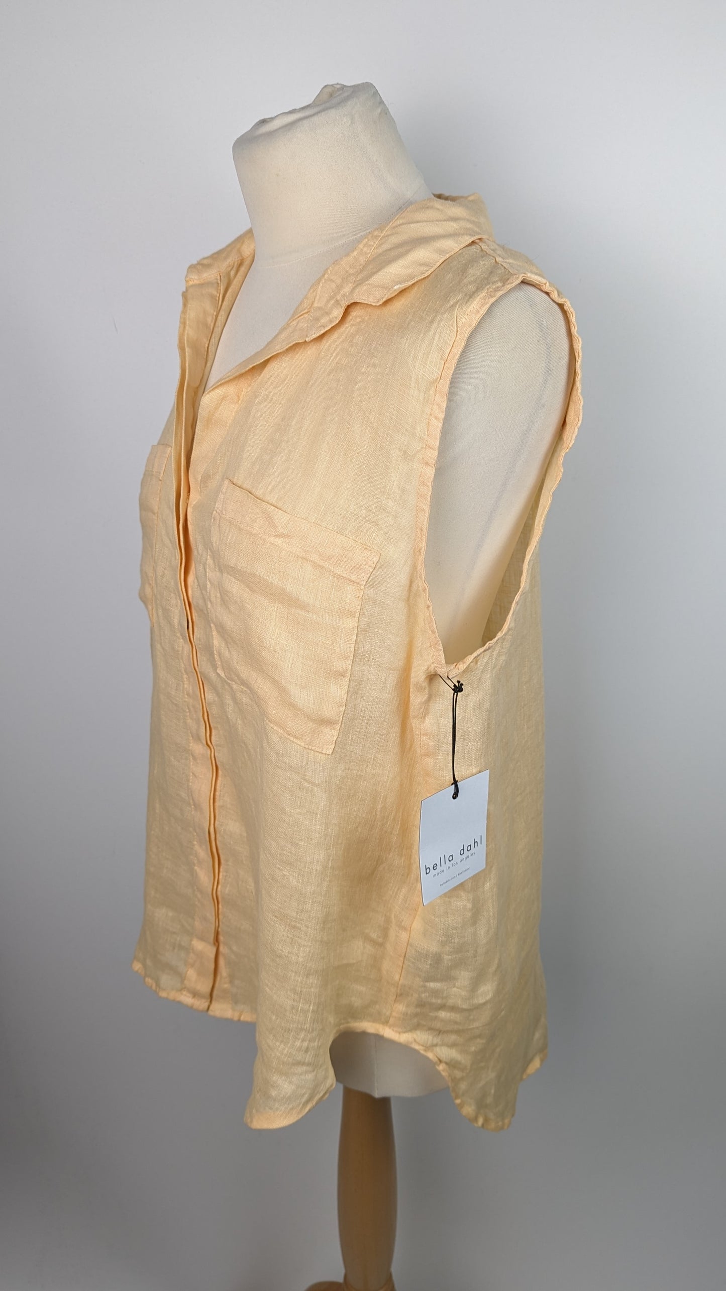 BELLA DAHL Womens Hipster Linen Sleeveless Shirt - Orange