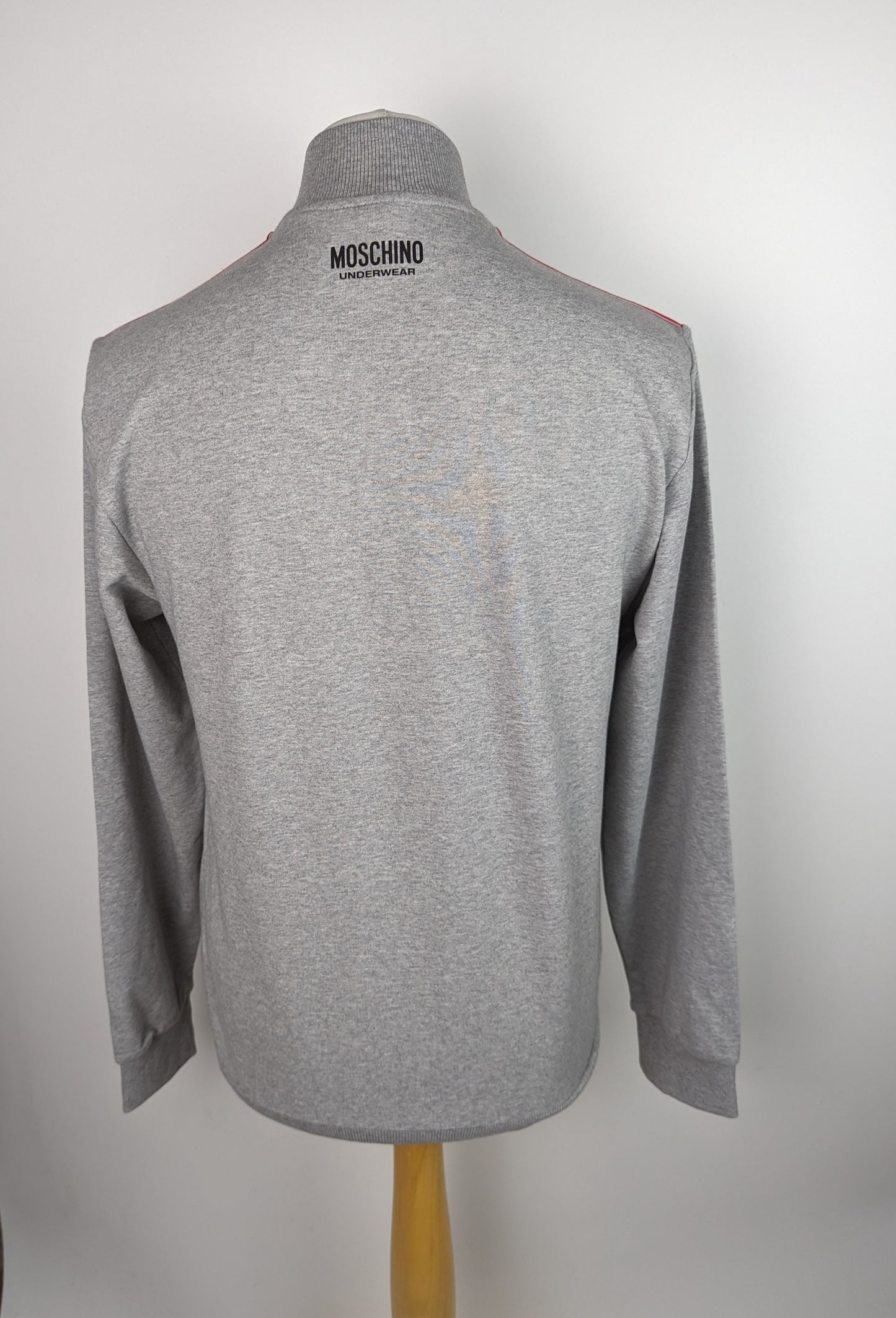 MOSCHINO Mens Shoulder Tape Quarter Zip Jumper - Grey