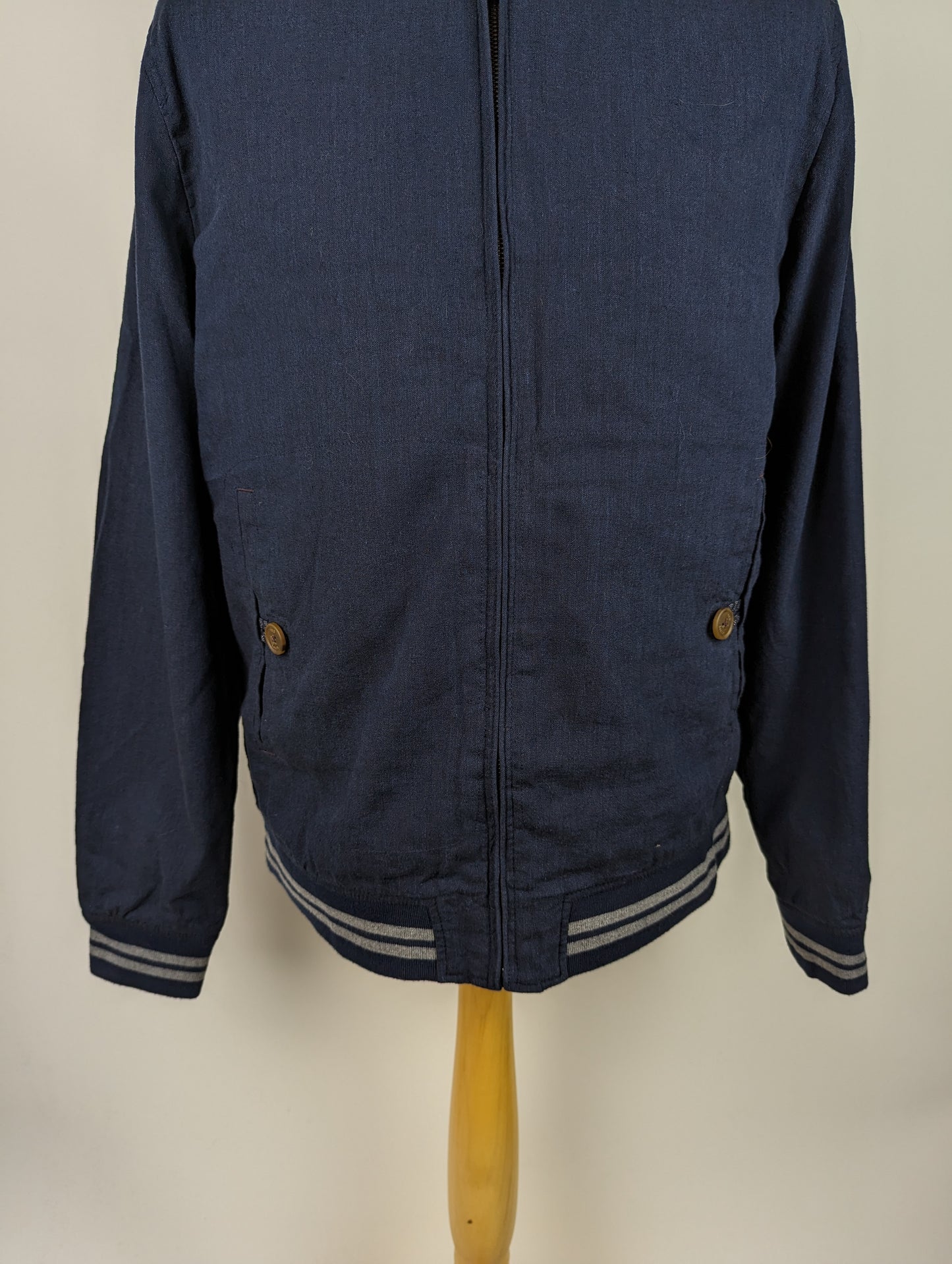 TED BAKER Men's Linen Blend Bomber Jacket - Navy Blue