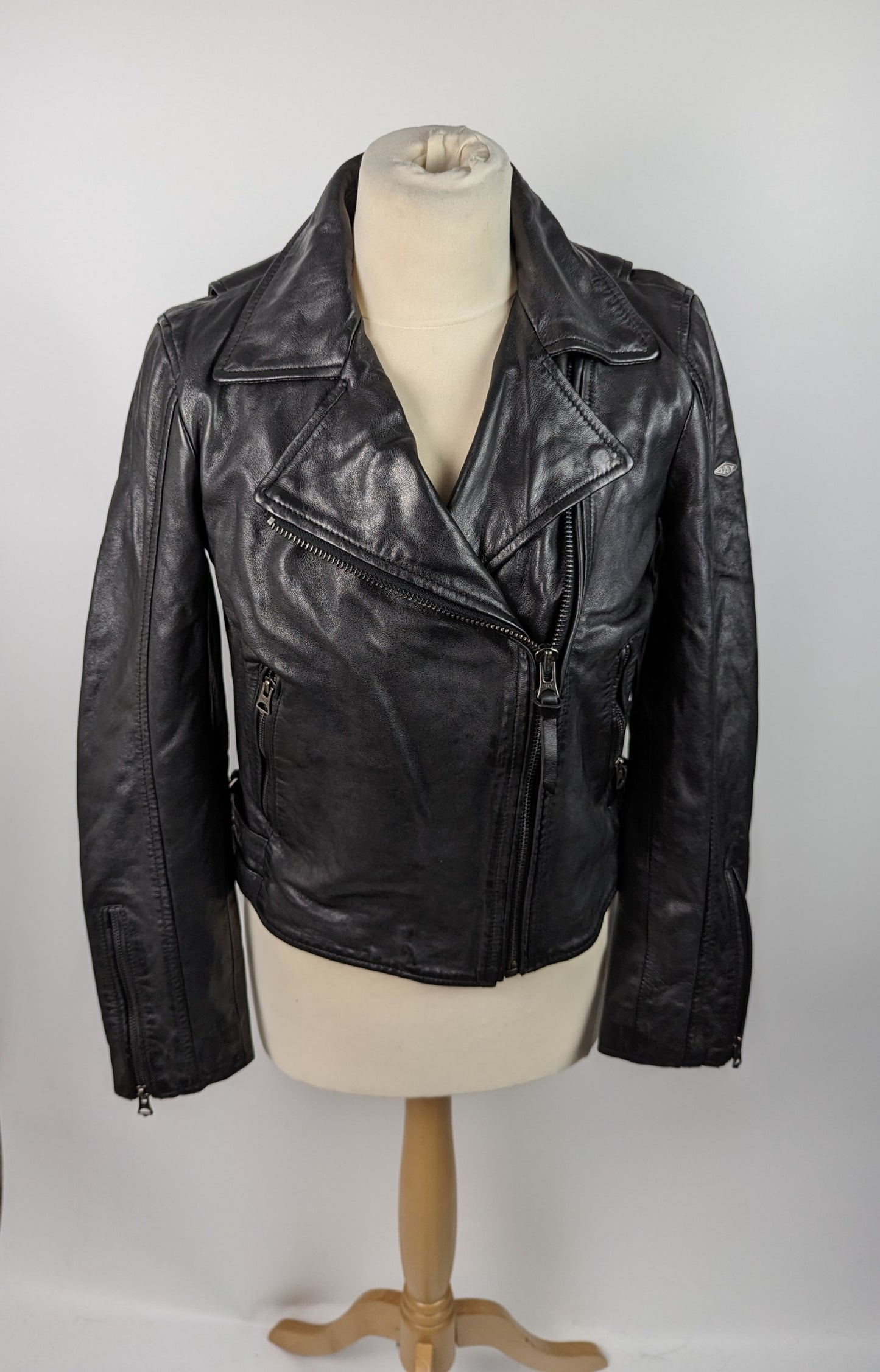 SUPERDRY Ladies Biker Jacket - Black Leather